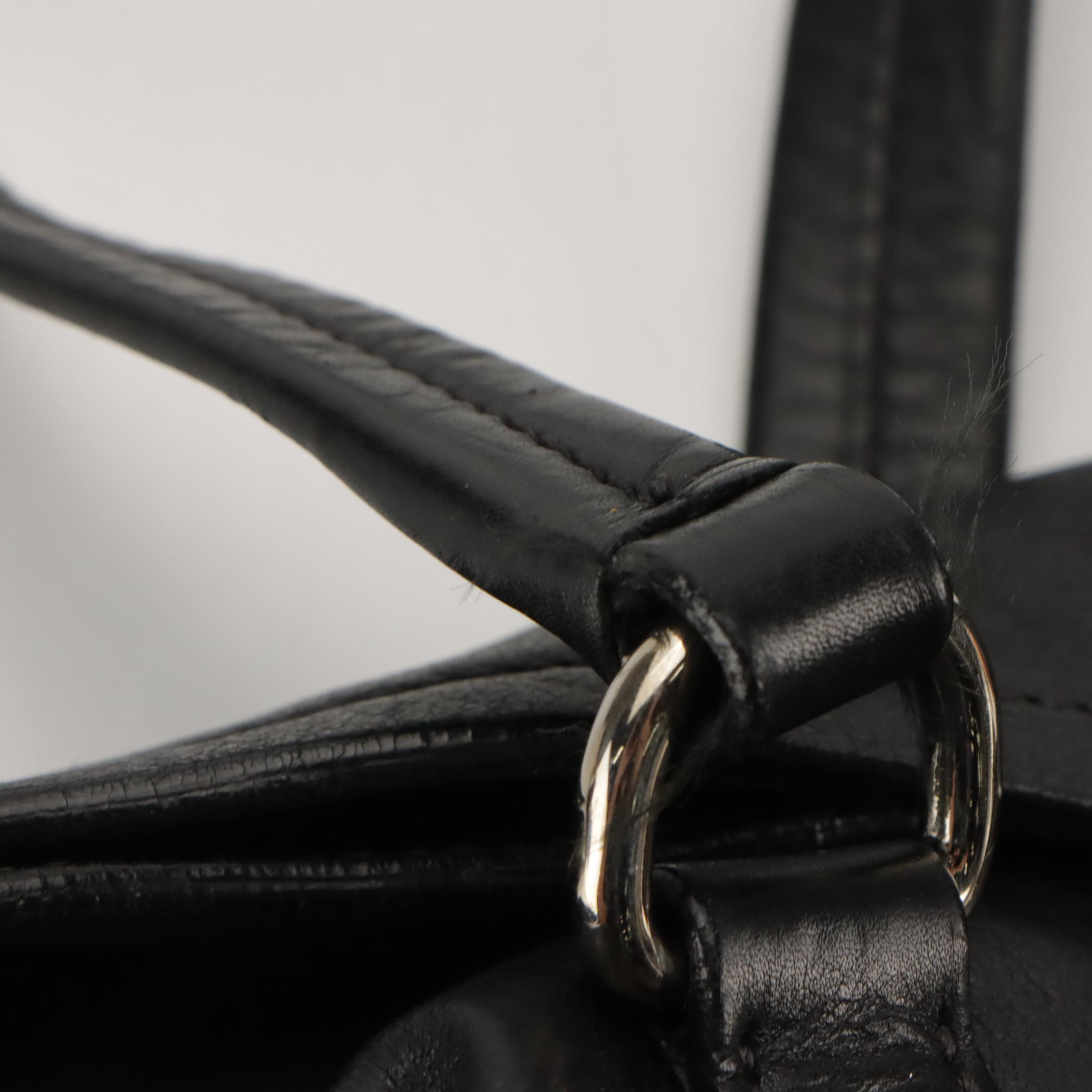 Prada Fold Over Tuck Lock Shoulder Bag in Black Leather