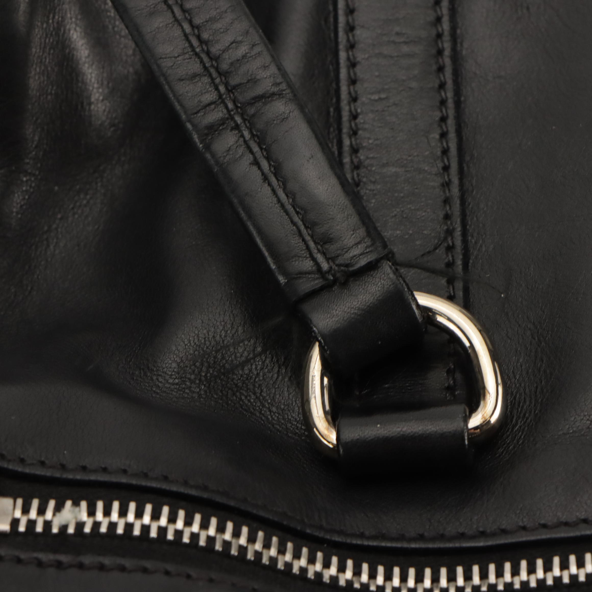 Prada Fold Over Tuck Lock Shoulder Bag in Black Leather