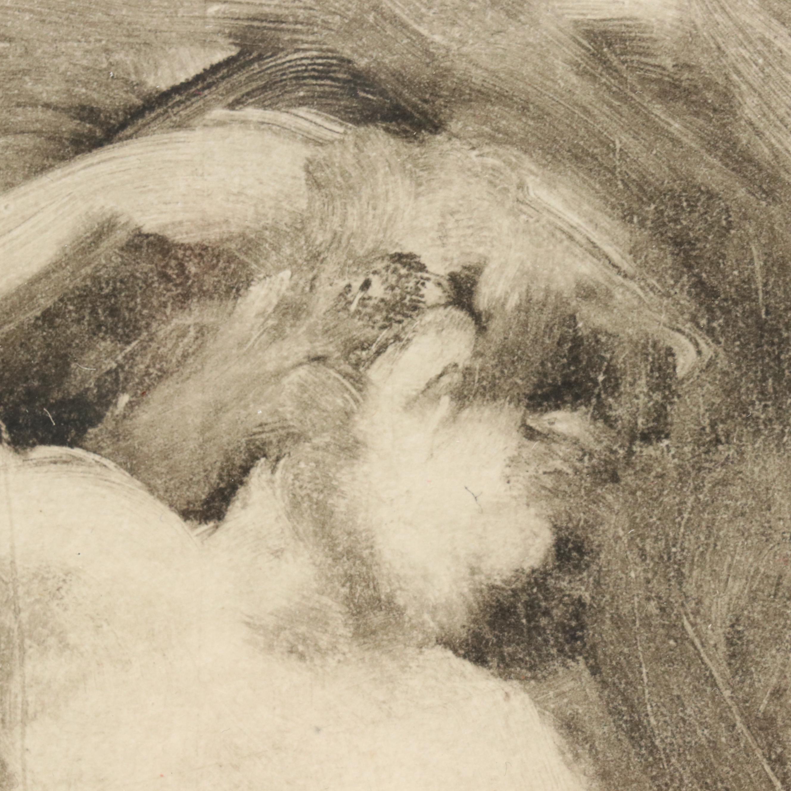 Figural Etching with Aquatint of Female Nude Study