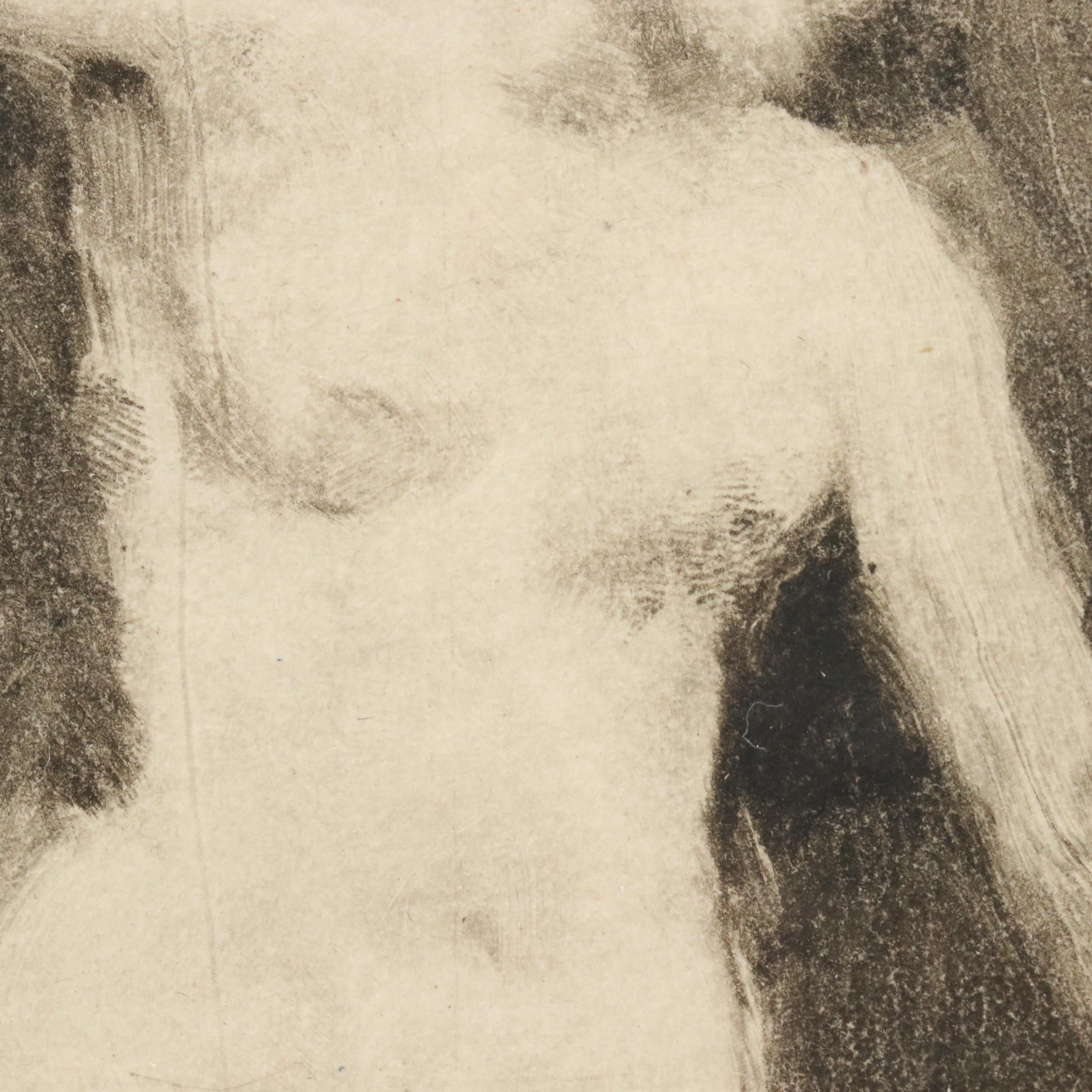 Figural Etching with Aquatint of Female Nude Study