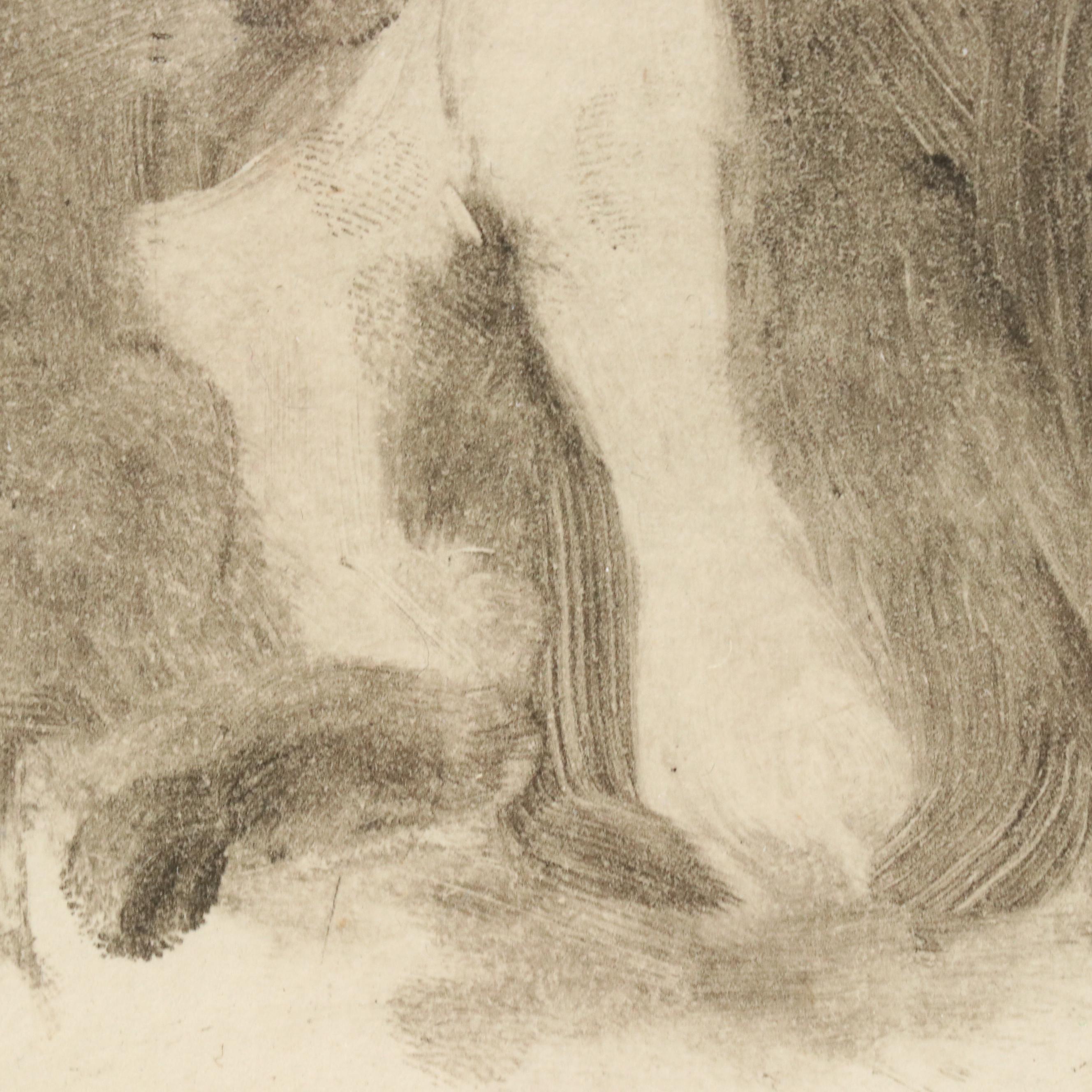 Figural Etching with Aquatint of Female Nude Study