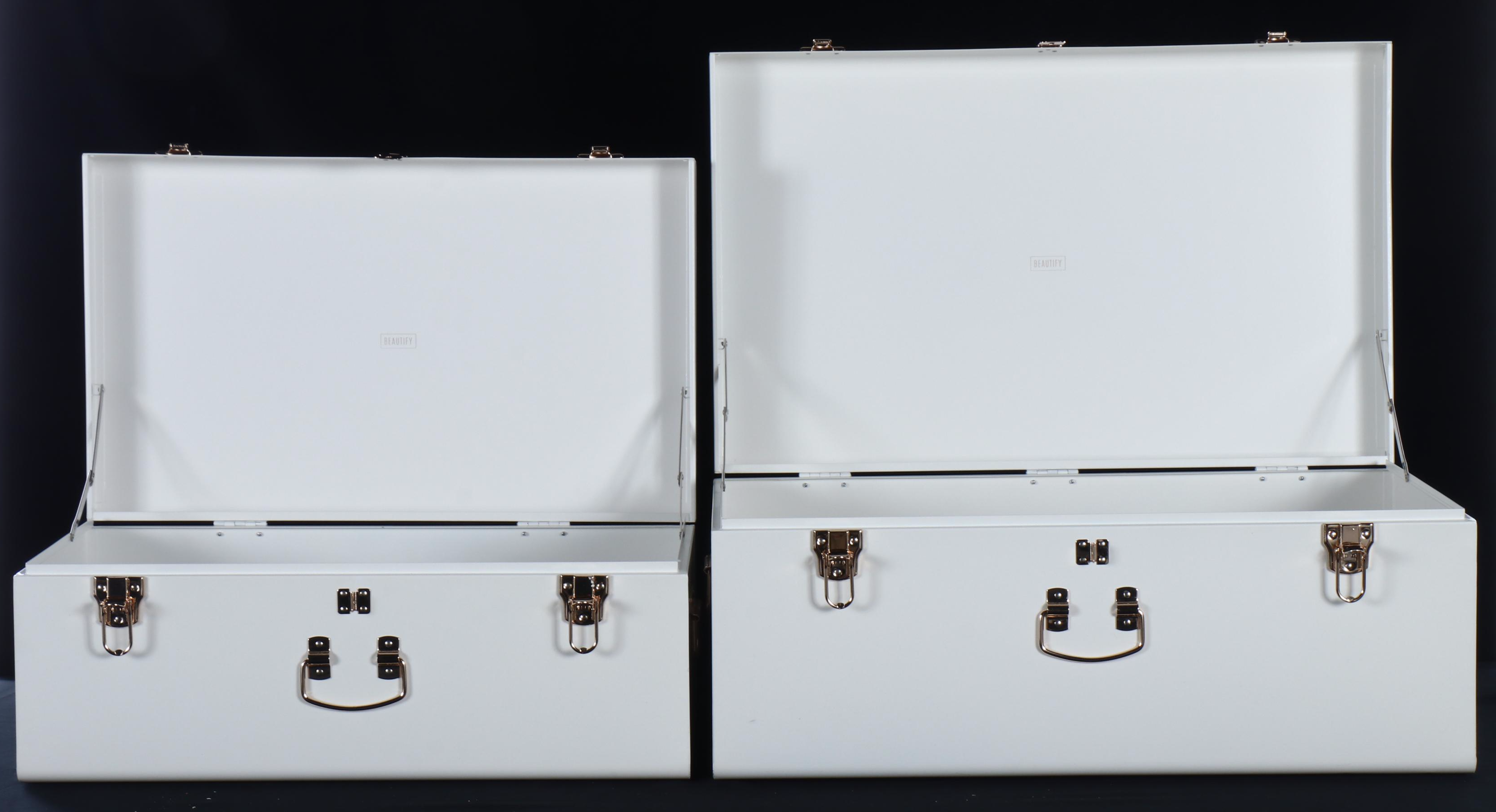 Pair of Beautify White Metal Trunks