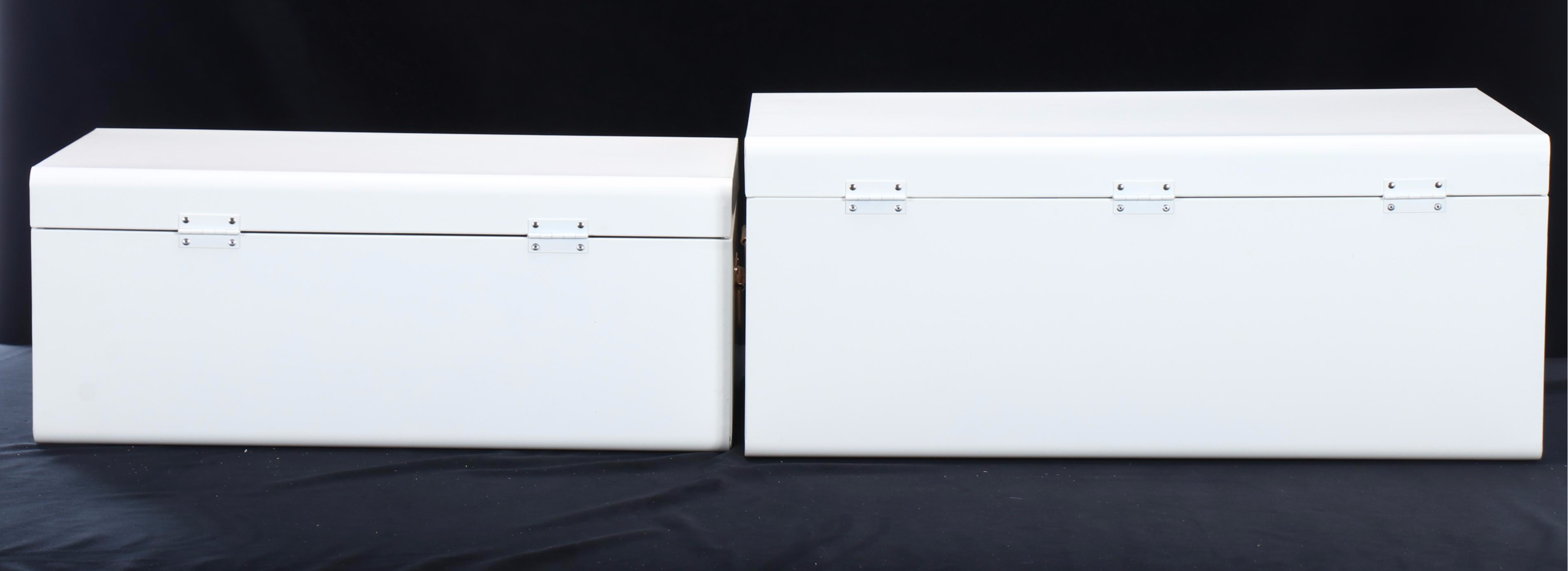 Pair of Beautify White Metal Trunks