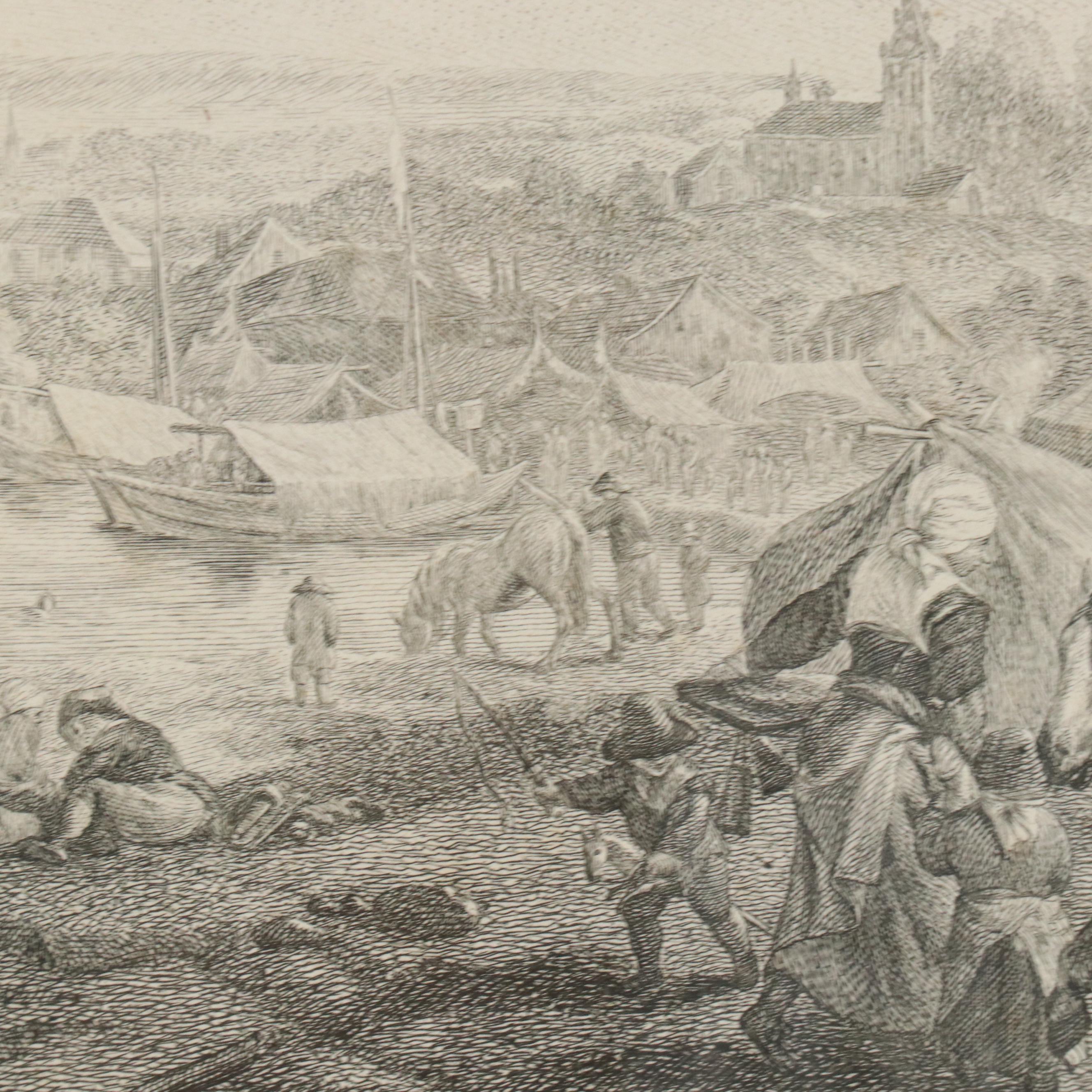 French School Engraving After P. Wouwerman "Les Maquignons à la Foire," 1739