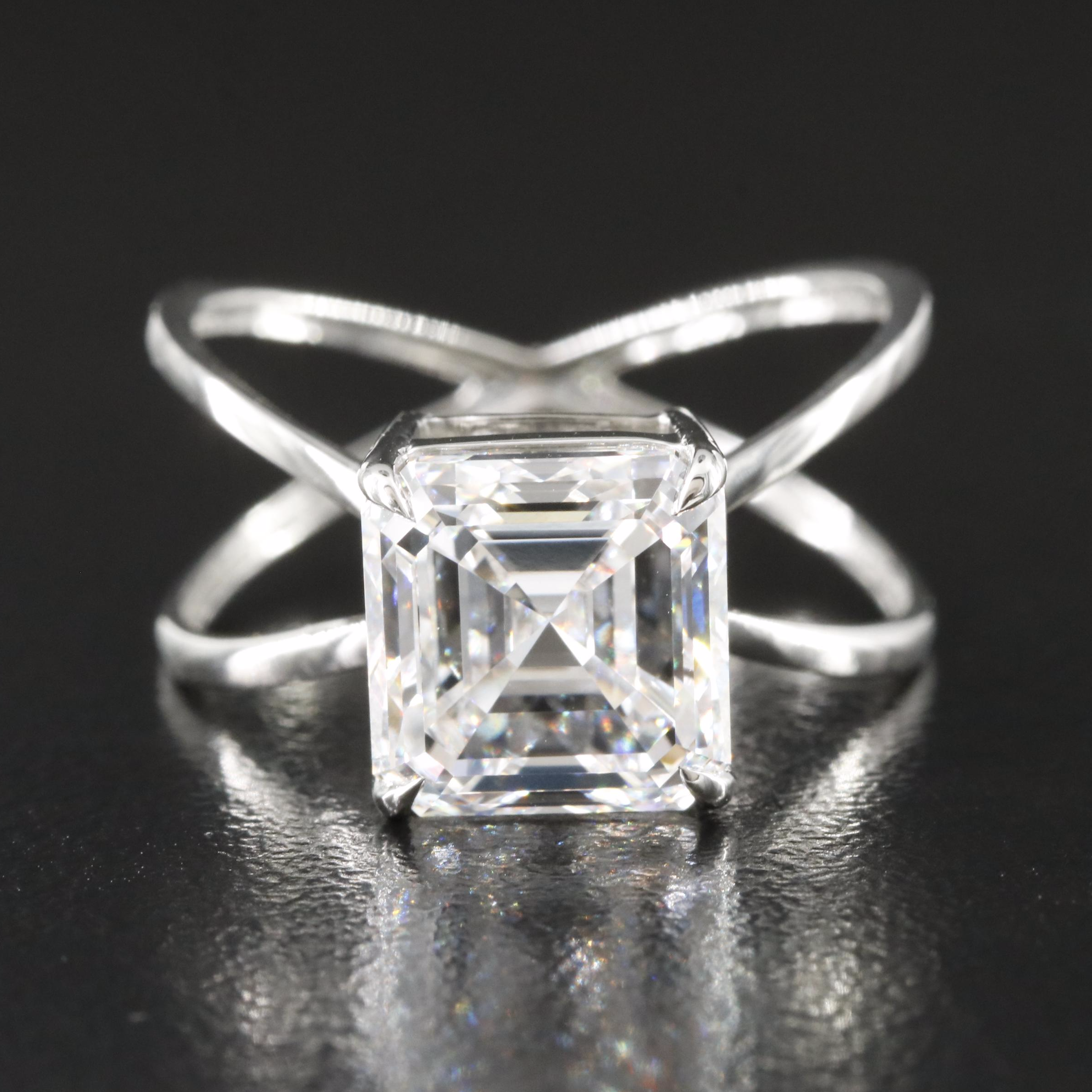 Platinum 4.03 CT Lab Grown Diamond Solitaire Ring with IGI Report