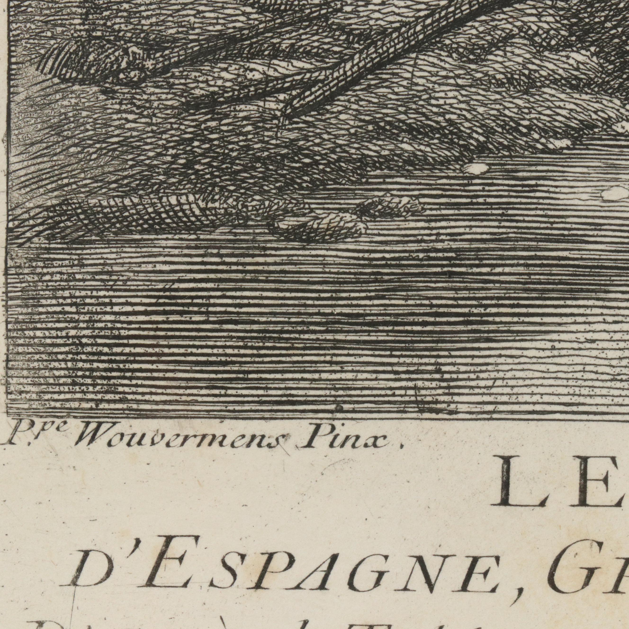 French School Engraving After P. Wouwerman "Les Maquignons à la Foire," 1739