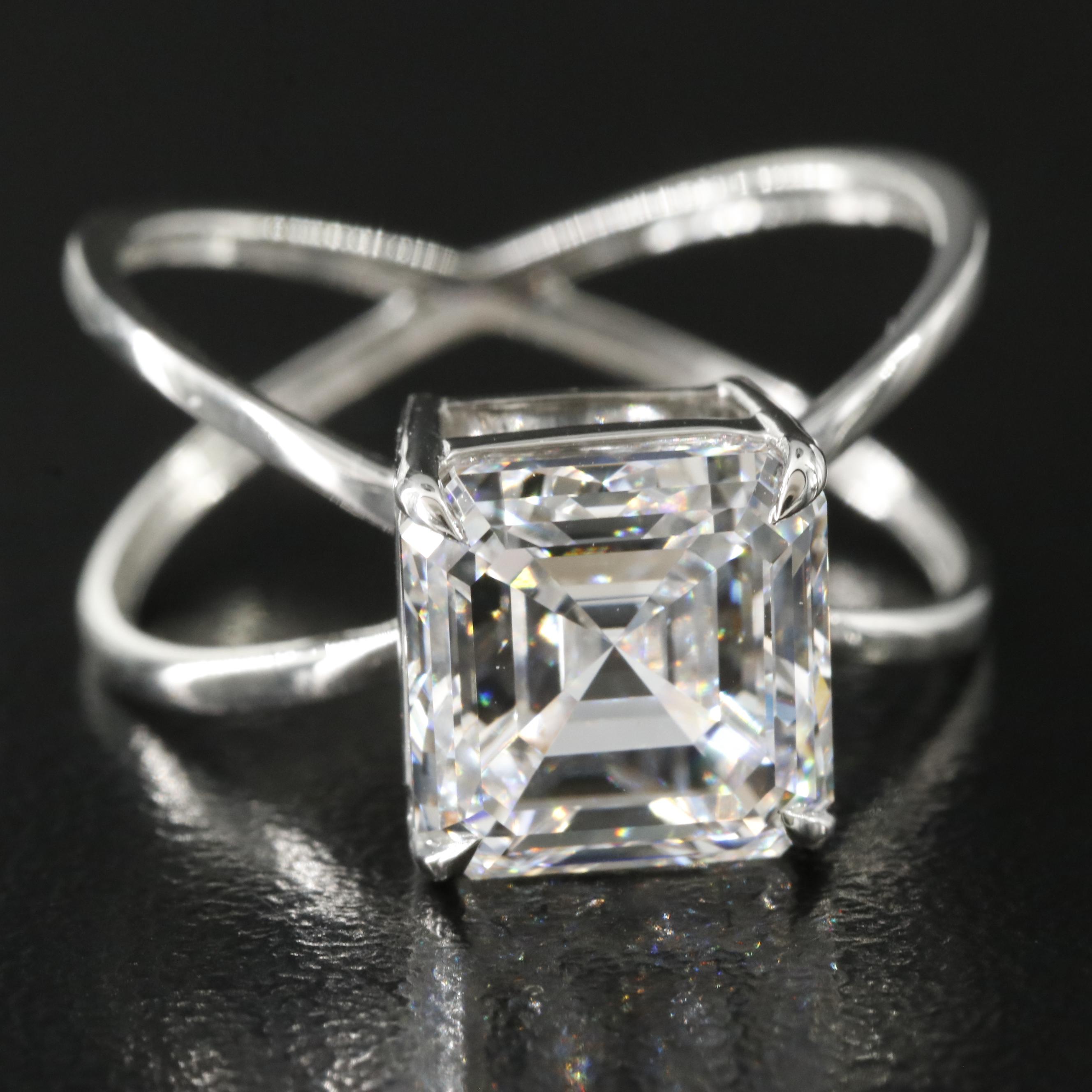 Platinum 4.03 CT Lab Grown Diamond Solitaire Ring with IGI Report