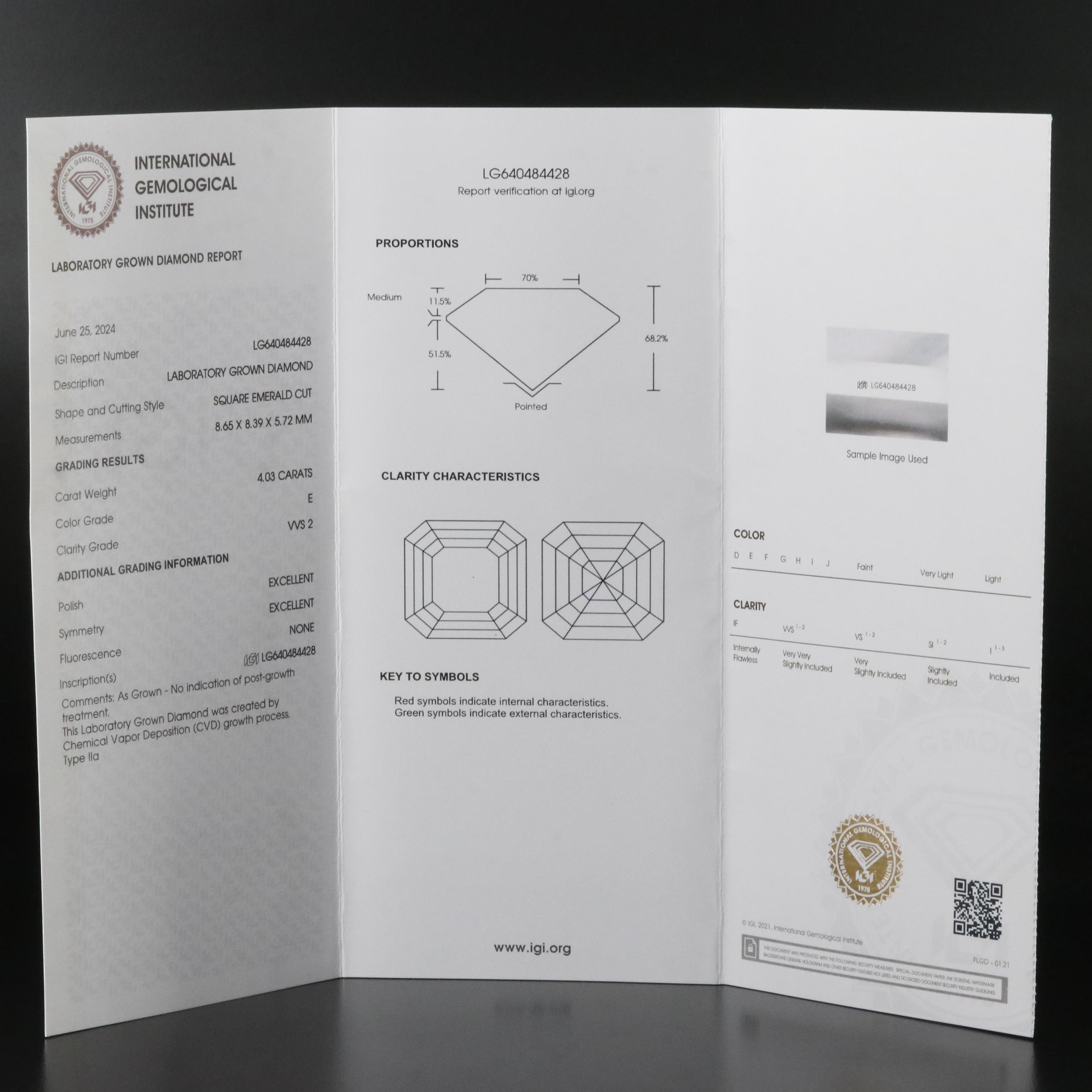 Platinum 4.03 CT Lab Grown Diamond Solitaire Ring with IGI Report