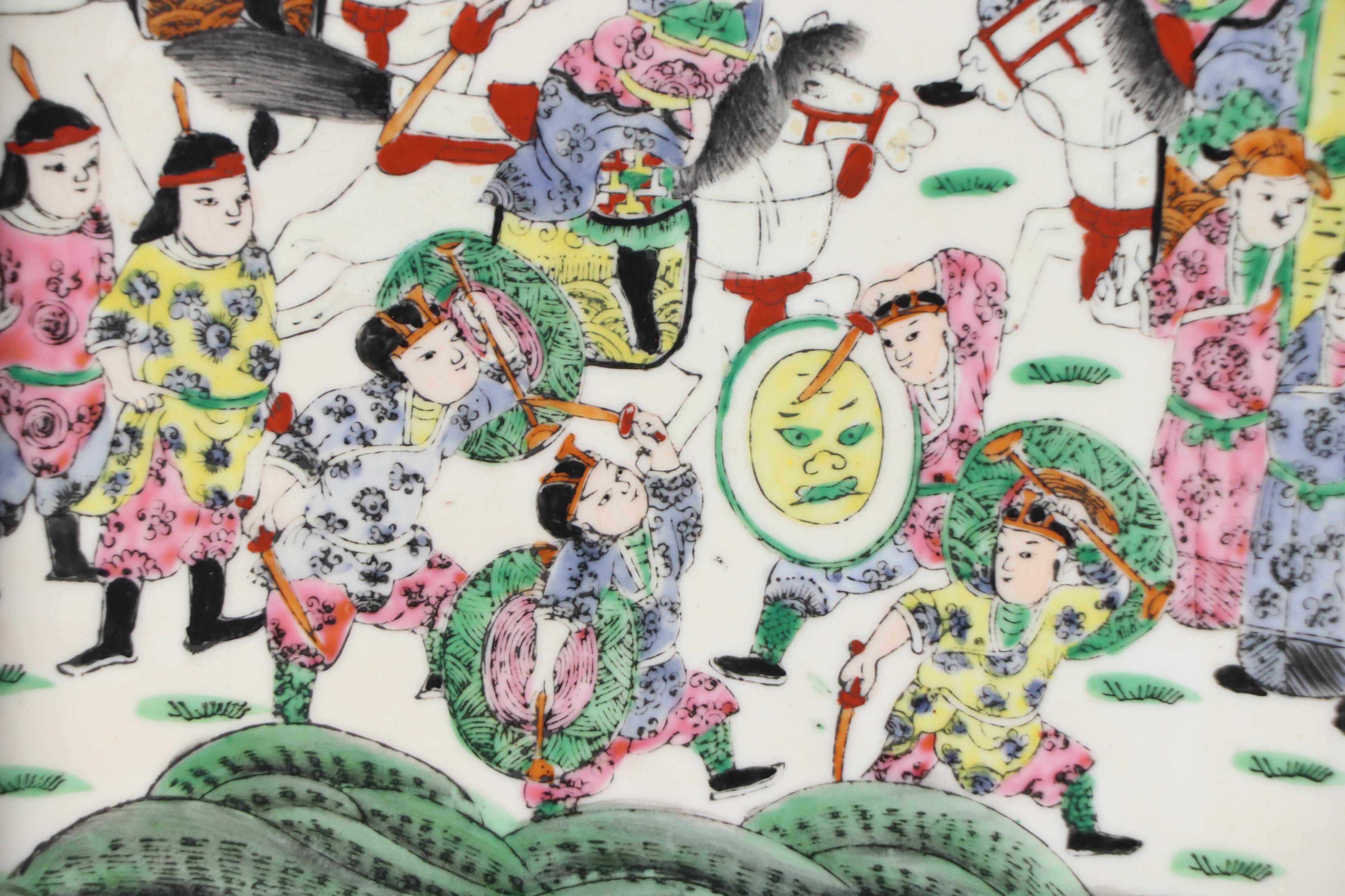 Chinese Hand-Painted Porcelain Battle Plaque