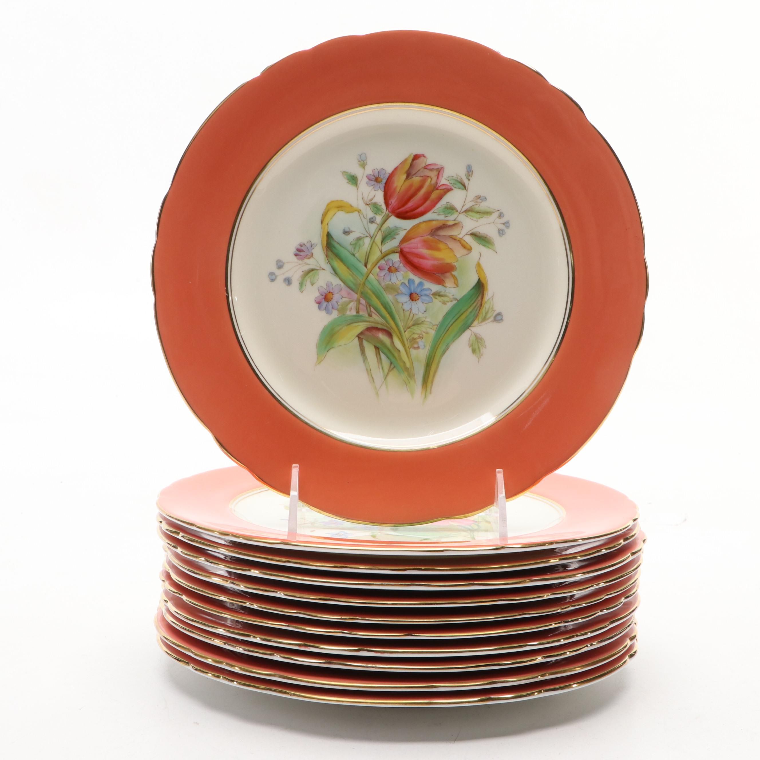 Vintage Aynsley English Bone Floral Pattern China Plates, Circa 1939