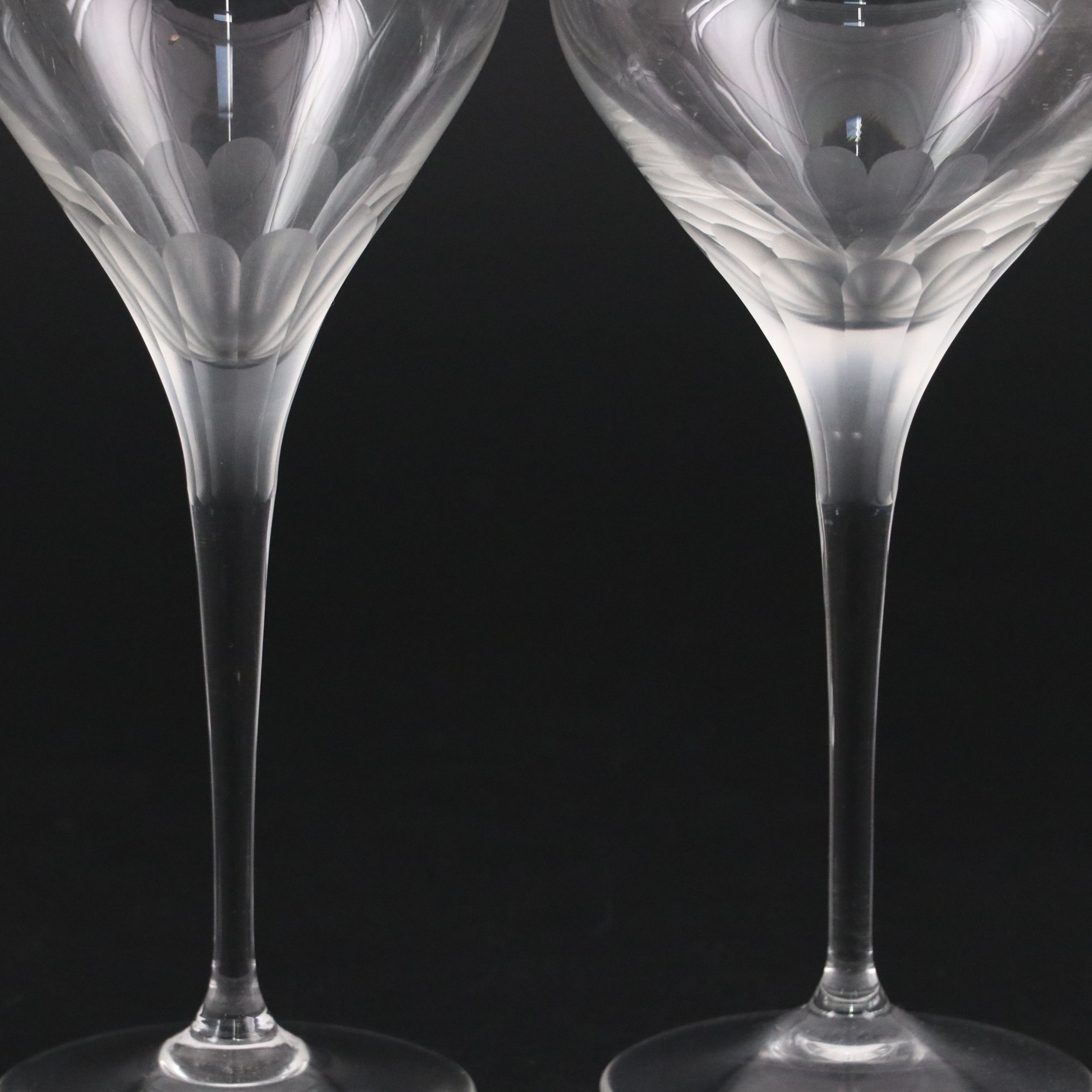 Frosted Stem Glass Champagne and Wine Glasses