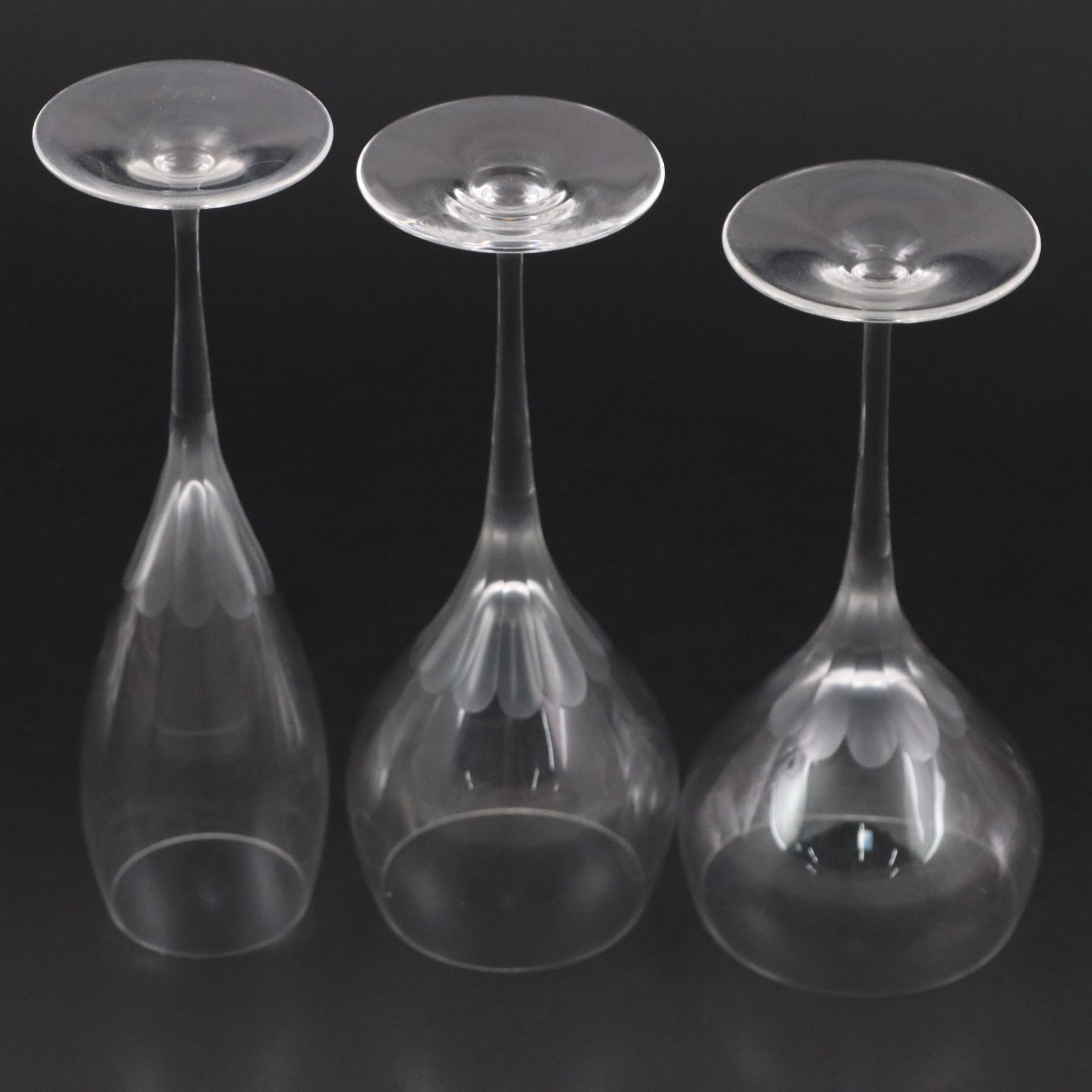 Frosted Stem Glass Champagne and Wine Glasses