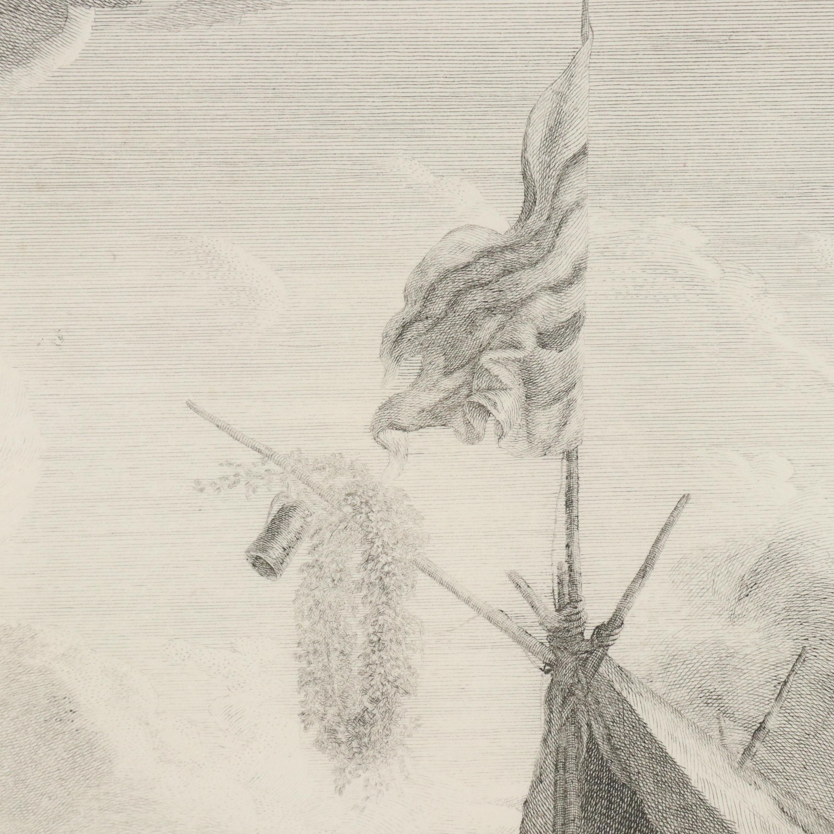 French School Engraving After P. Wouwerman "Le Quartier des Vivandiers," 1754