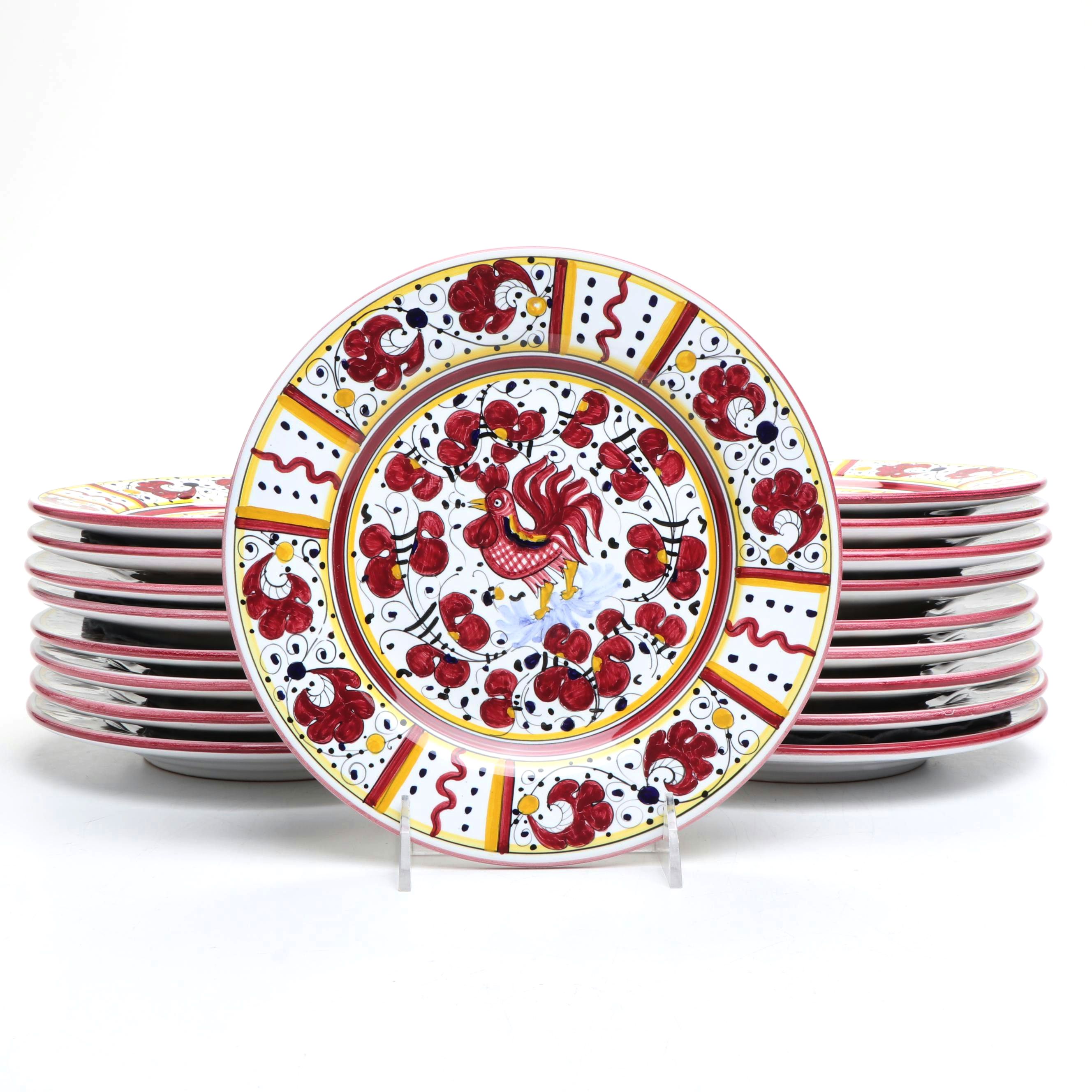 Fima Deruta Rooster Majolica Plates