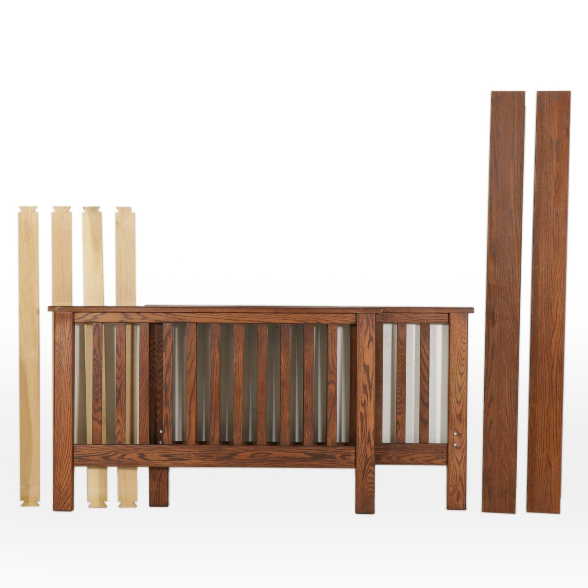 Bench-Made Oak Mission Style Full Size Bed Frame, Late 20th to 21st Century