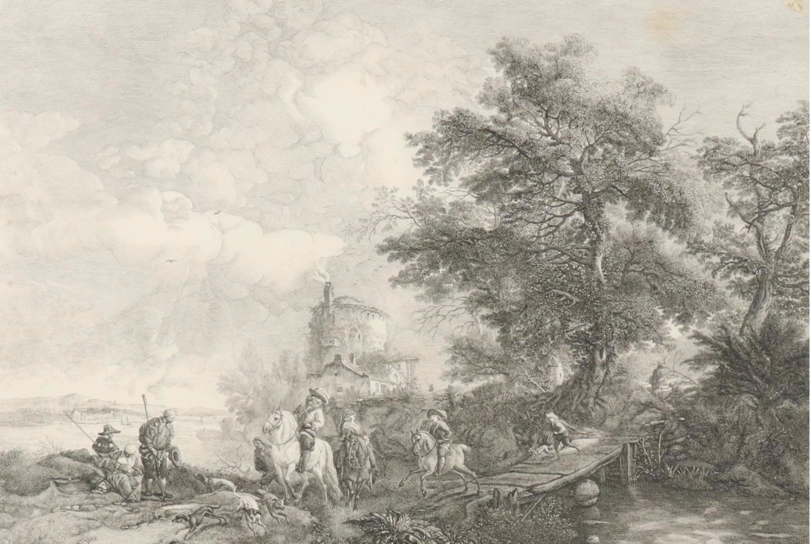 French School Engraving After Philips Wouwerman "Petite Partie de Chasse," 1758