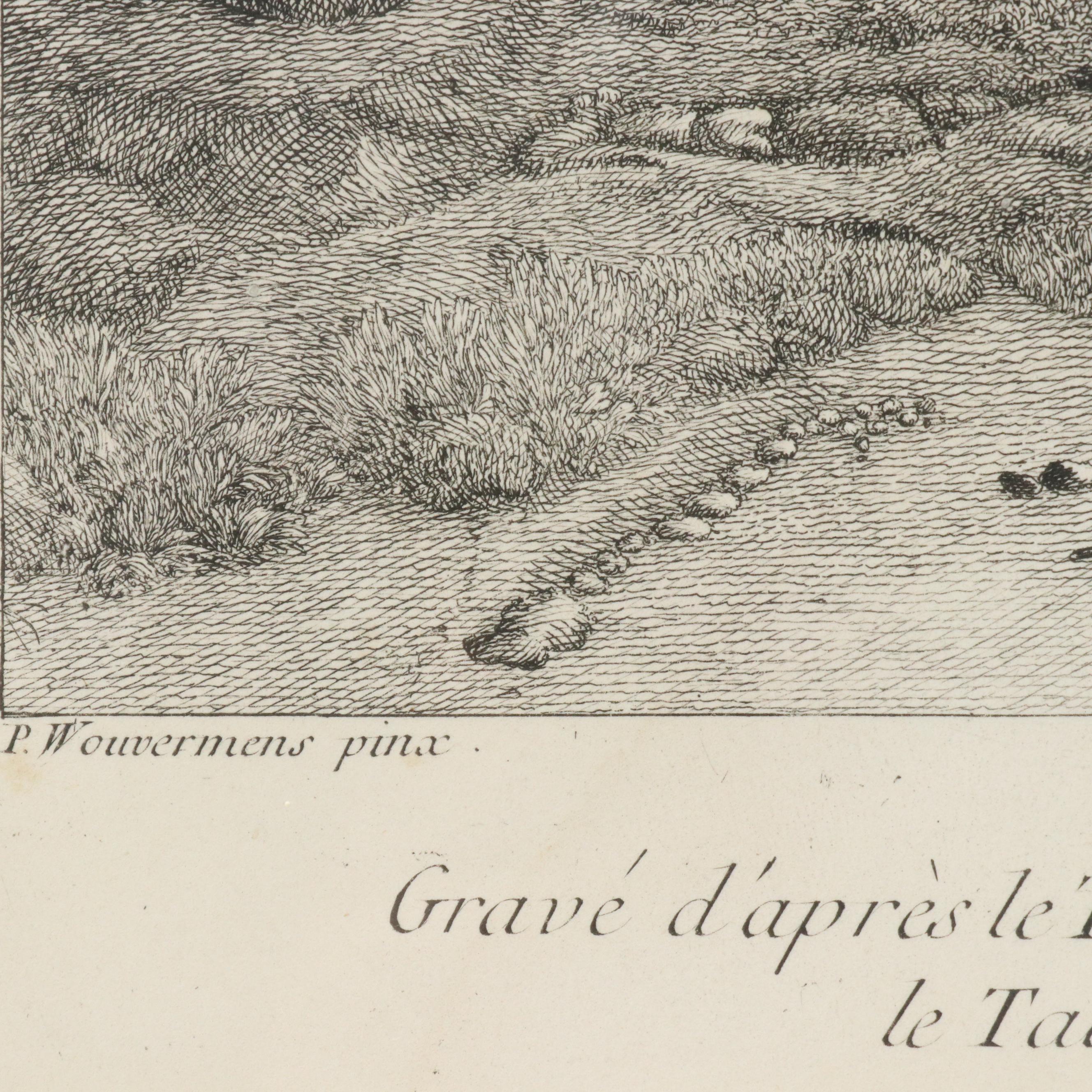 French School Engraving After Philips Wouwerman "Petite Partie de Chasse," 1758