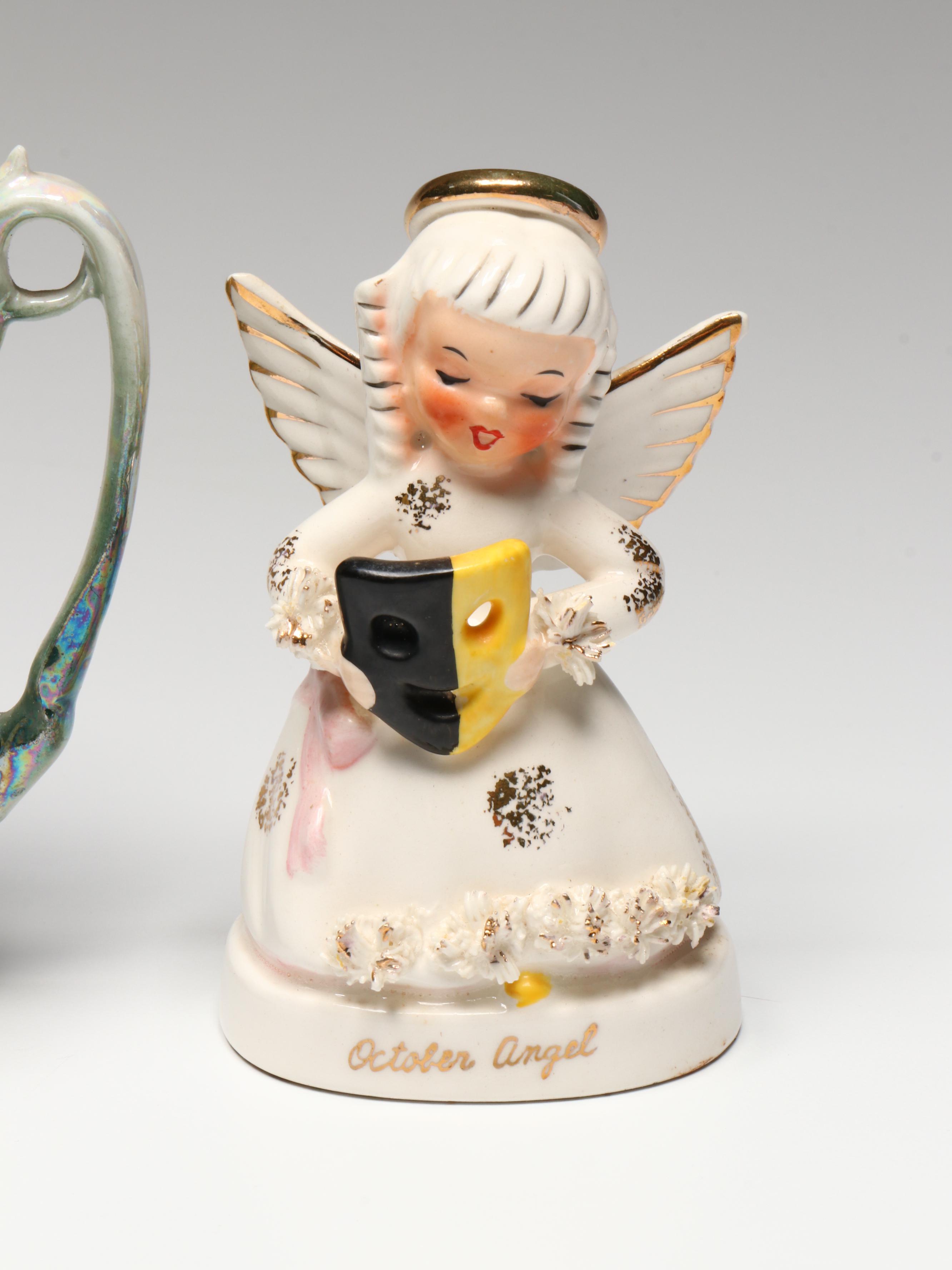 Wendell August Floral Bronze Decorative Plate with Other Porcelain Tableware