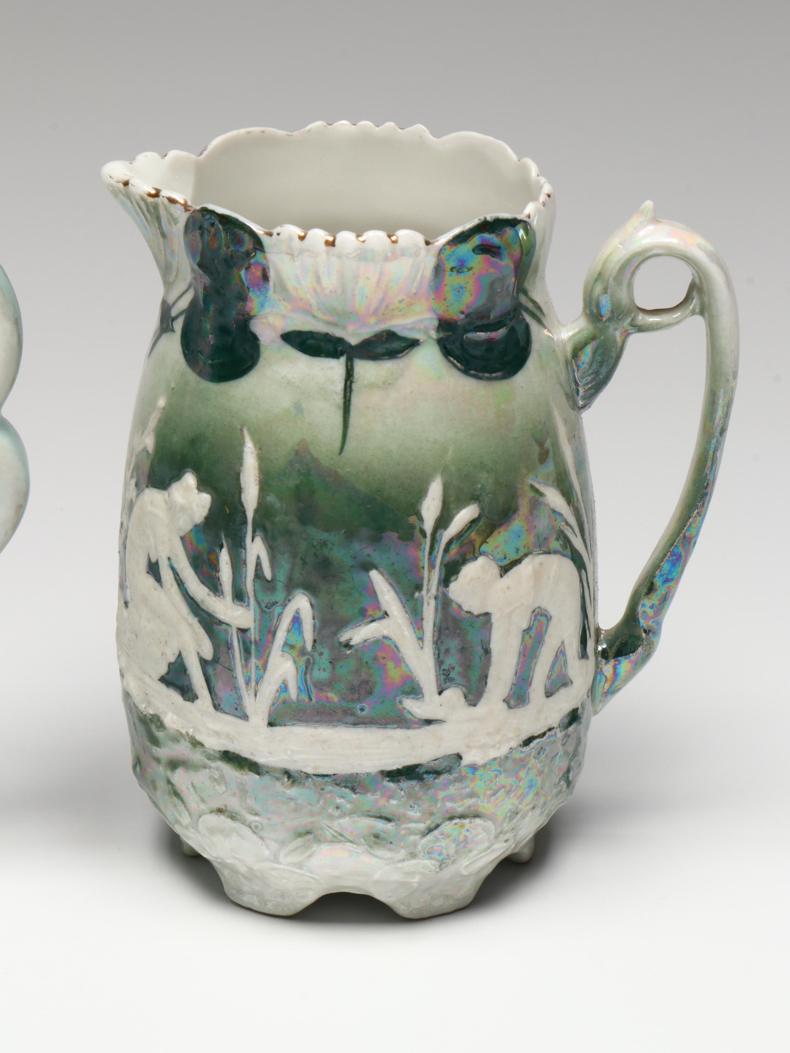 Wendell August Floral Bronze Decorative Plate with Other Porcelain Tableware