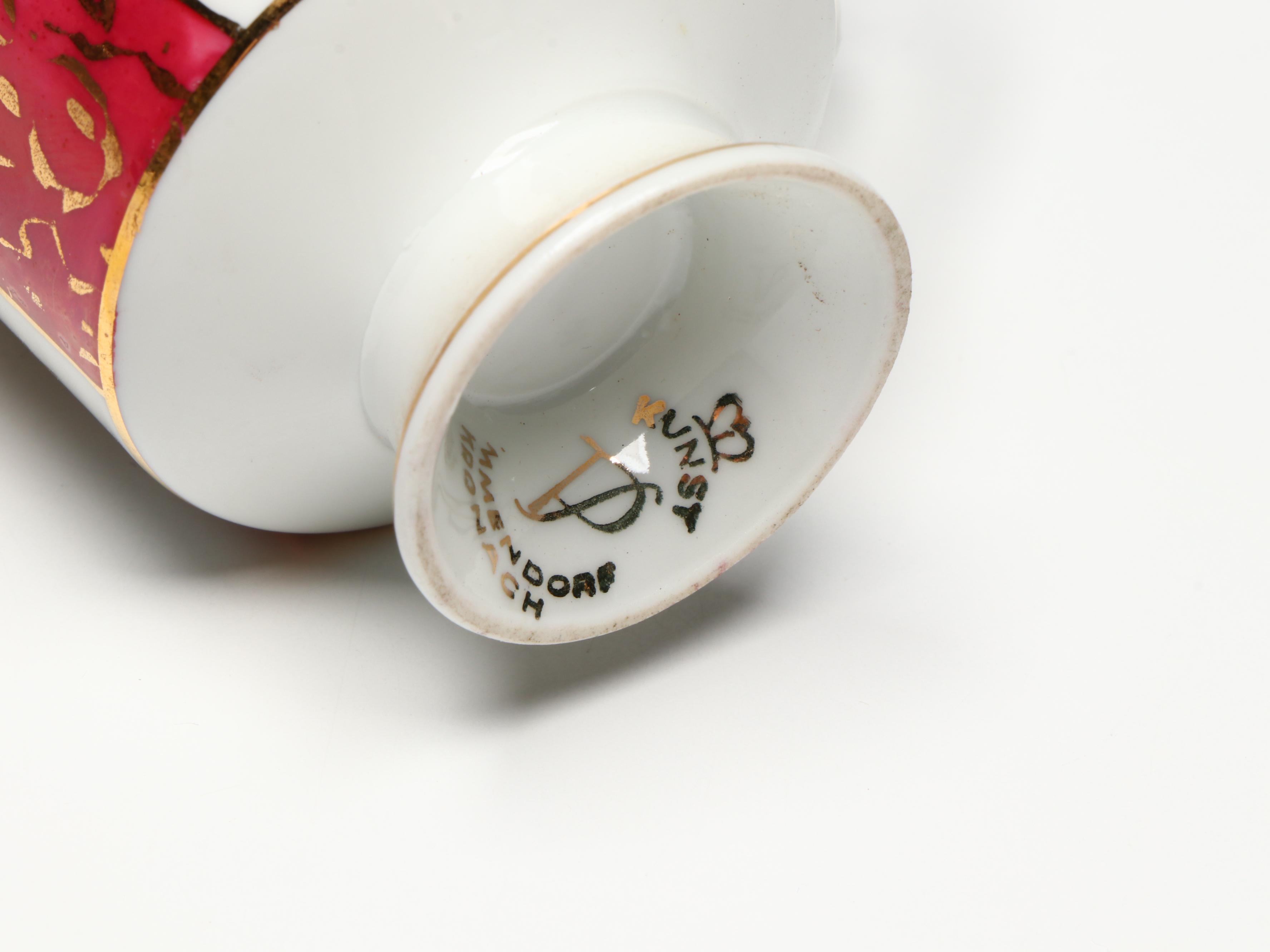 Wendell August Floral Bronze Decorative Plate with Other Porcelain Tableware