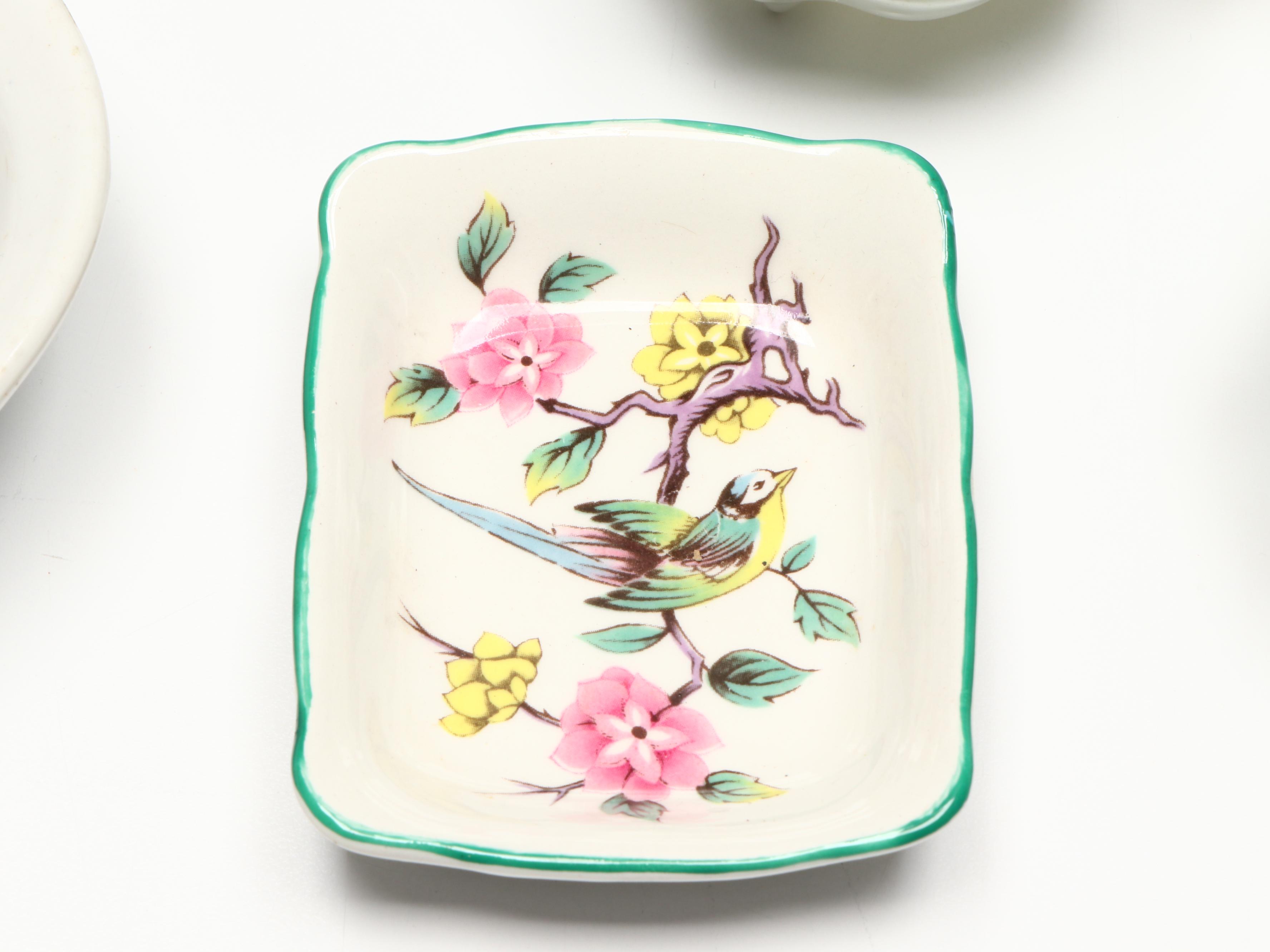 Wendell August Floral Bronze Decorative Plate with Other Porcelain Tableware