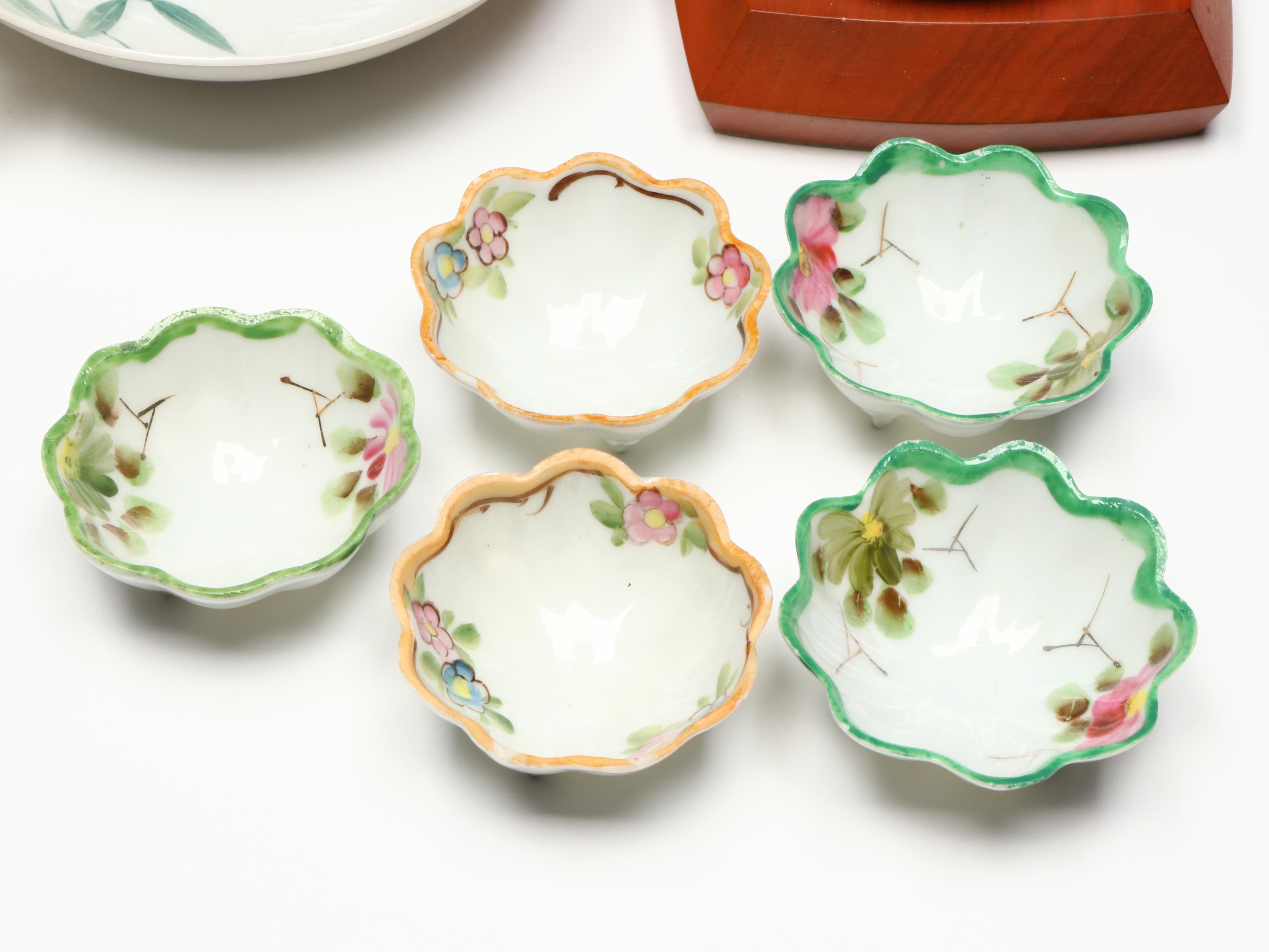 Wendell August Floral Bronze Decorative Plate with Other Porcelain Tableware