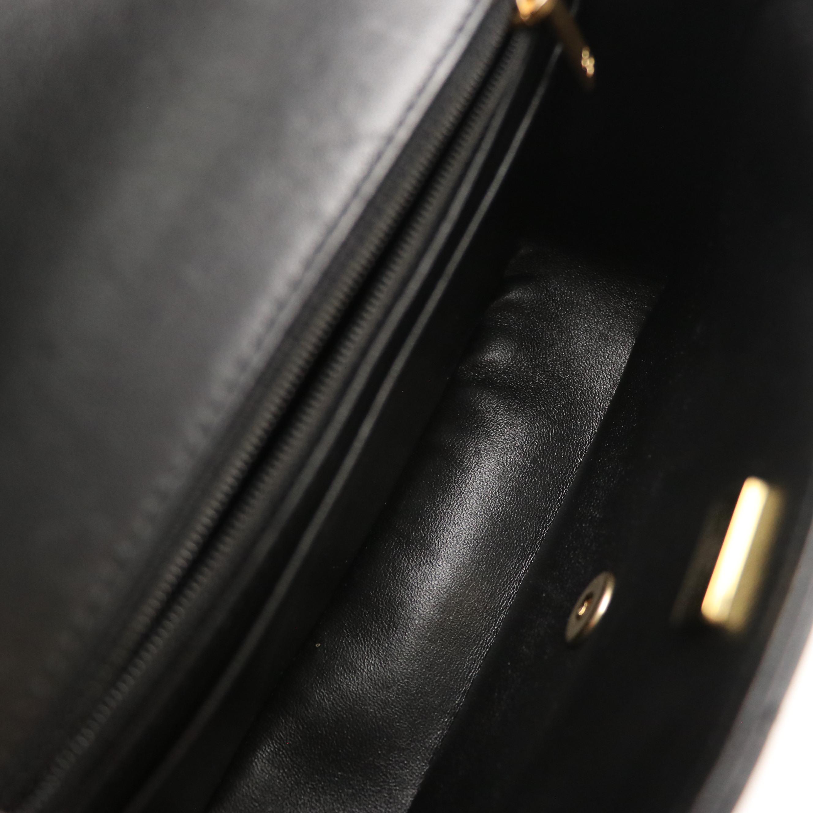 Chanel Charm Me Pearl Chain Strap Mini Flap Bag in Black Lambskin Leather