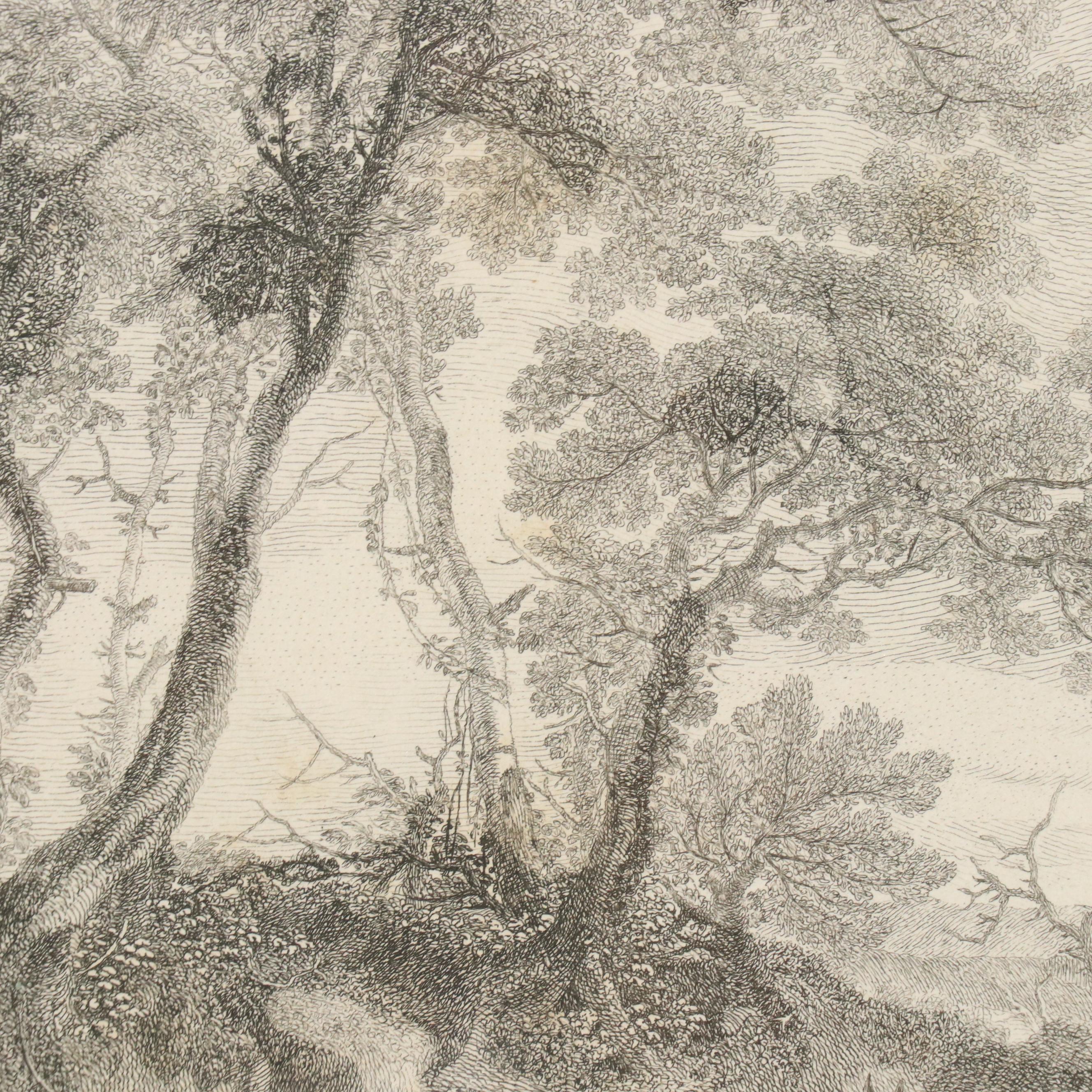 French School Engraving After Philips Wouwerman "Petite Chasse à Oyseau," 1739