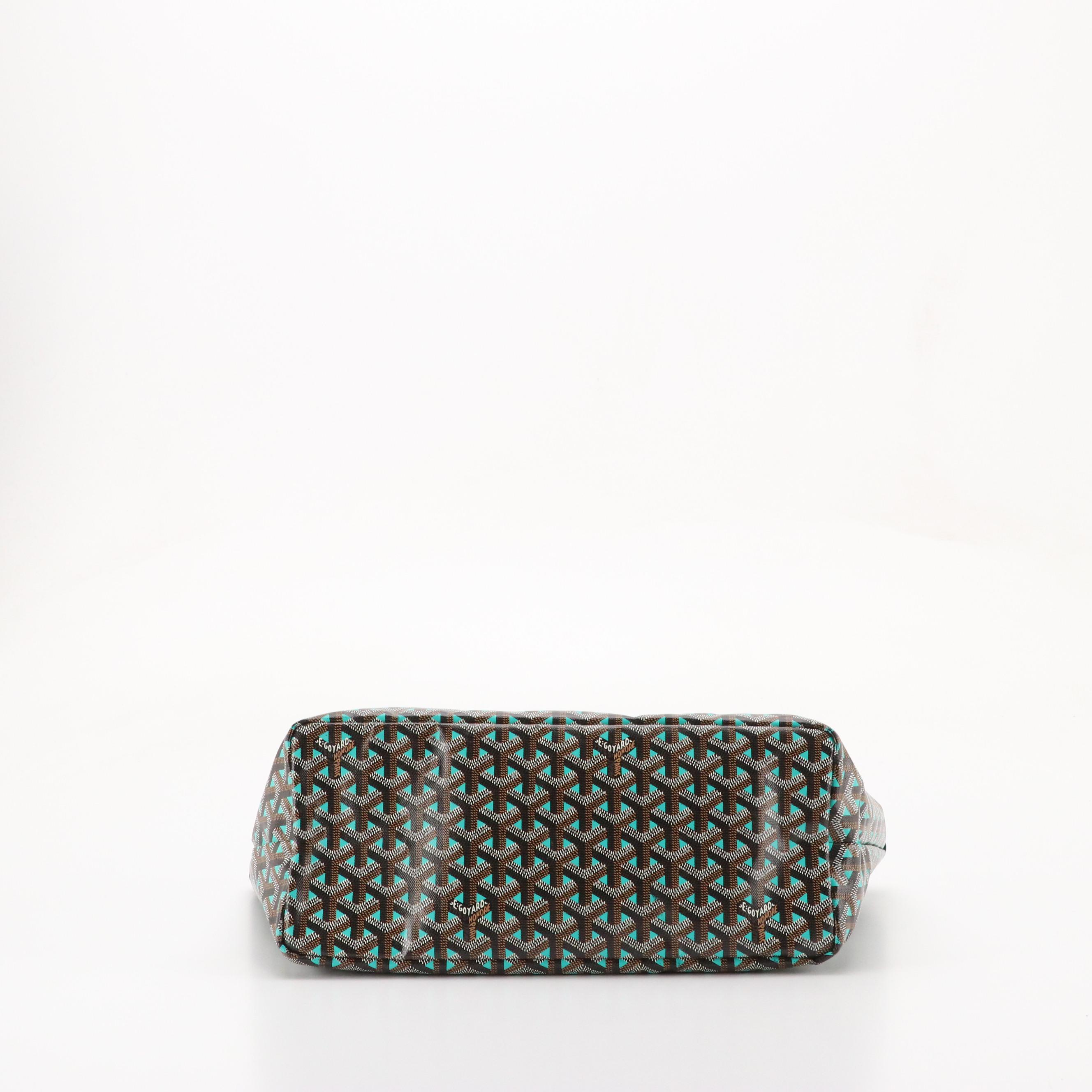 Goyard Saint Louis Claire Voie PM Tote in Black/Teal Goyardine Canvas