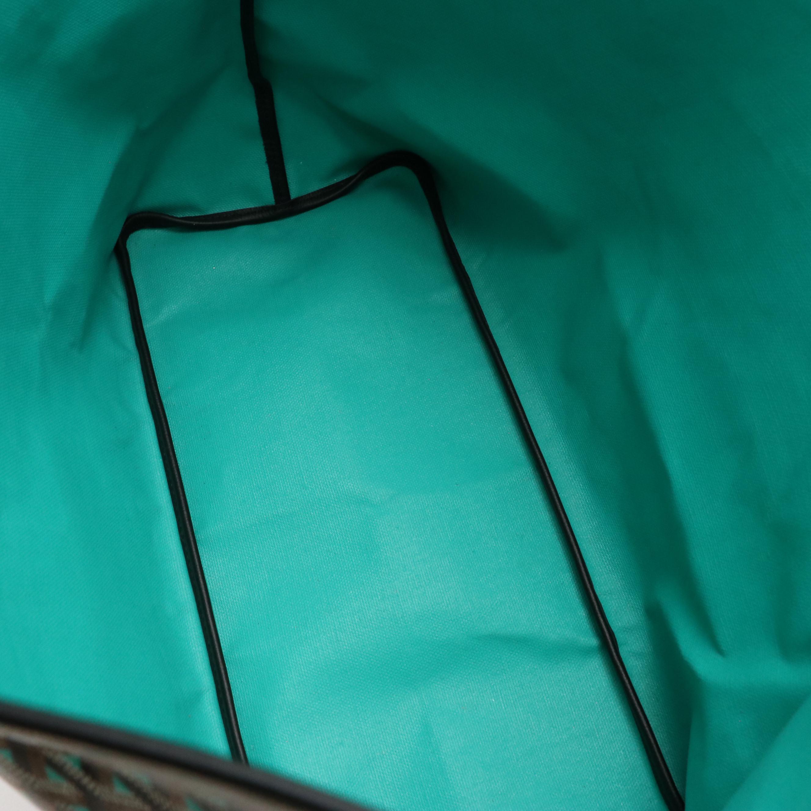 Goyard Saint Louis Claire Voie PM Tote in Black/Teal Goyardine Canvas