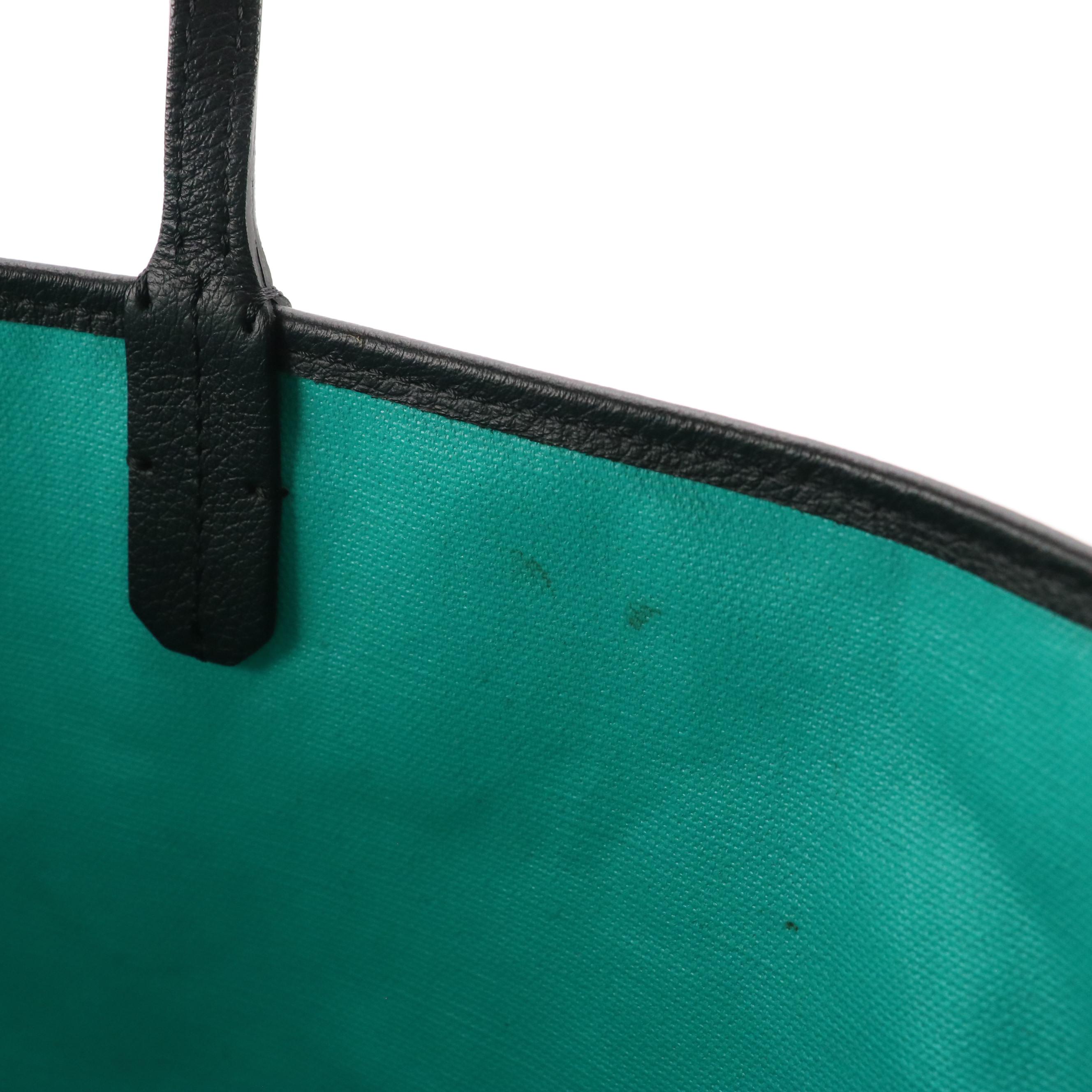 Goyard Saint Louis Claire Voie PM Tote in Black/Teal Goyardine Canvas