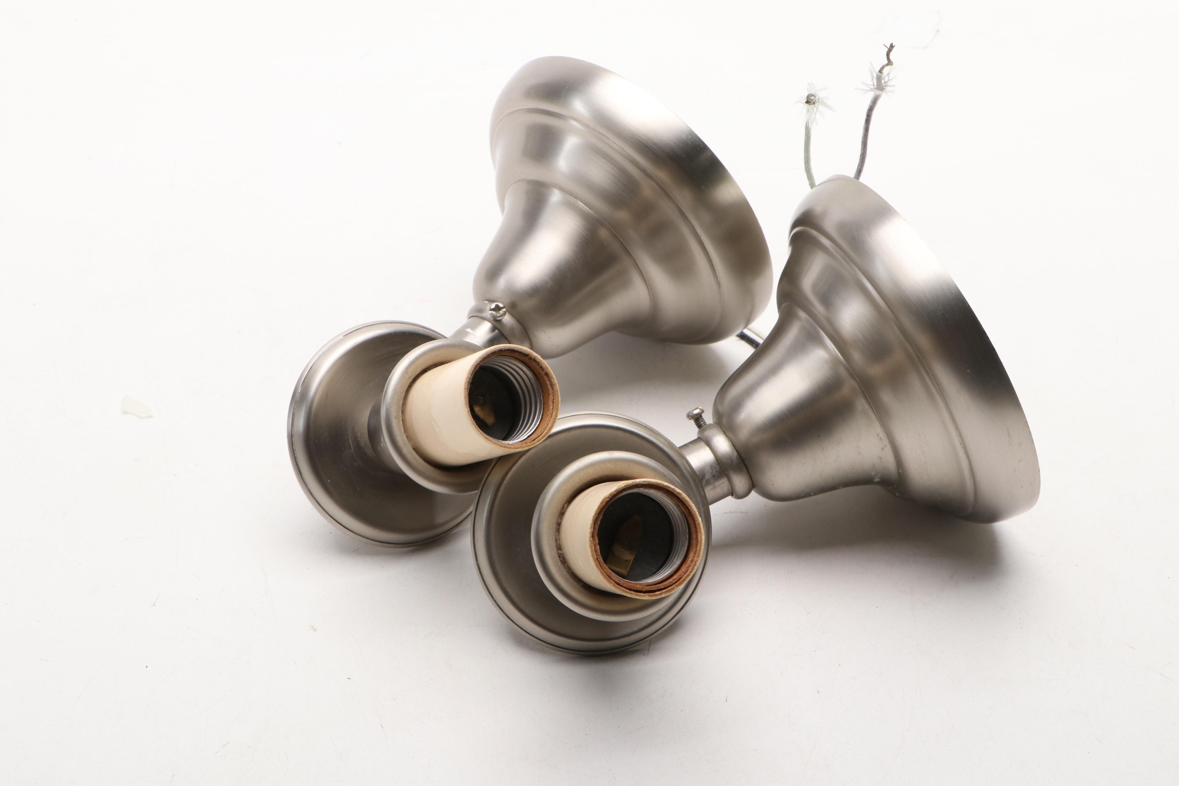 Brass Light Gallery Nickel w/ Brass Finish Wall Sconce Pairs, and Clip-on Shades