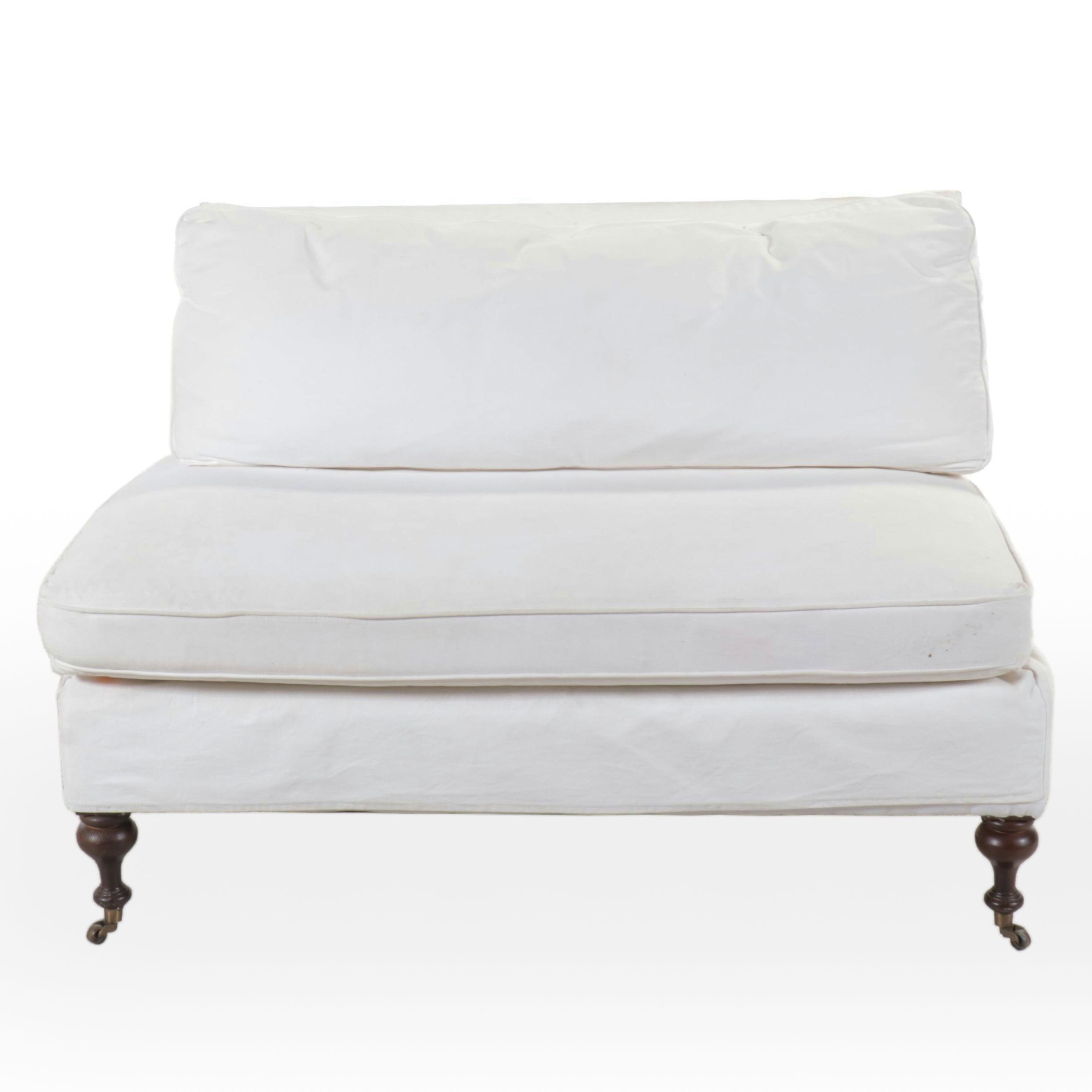 Mitchell Gold White Fabric Upholstered Loveseat