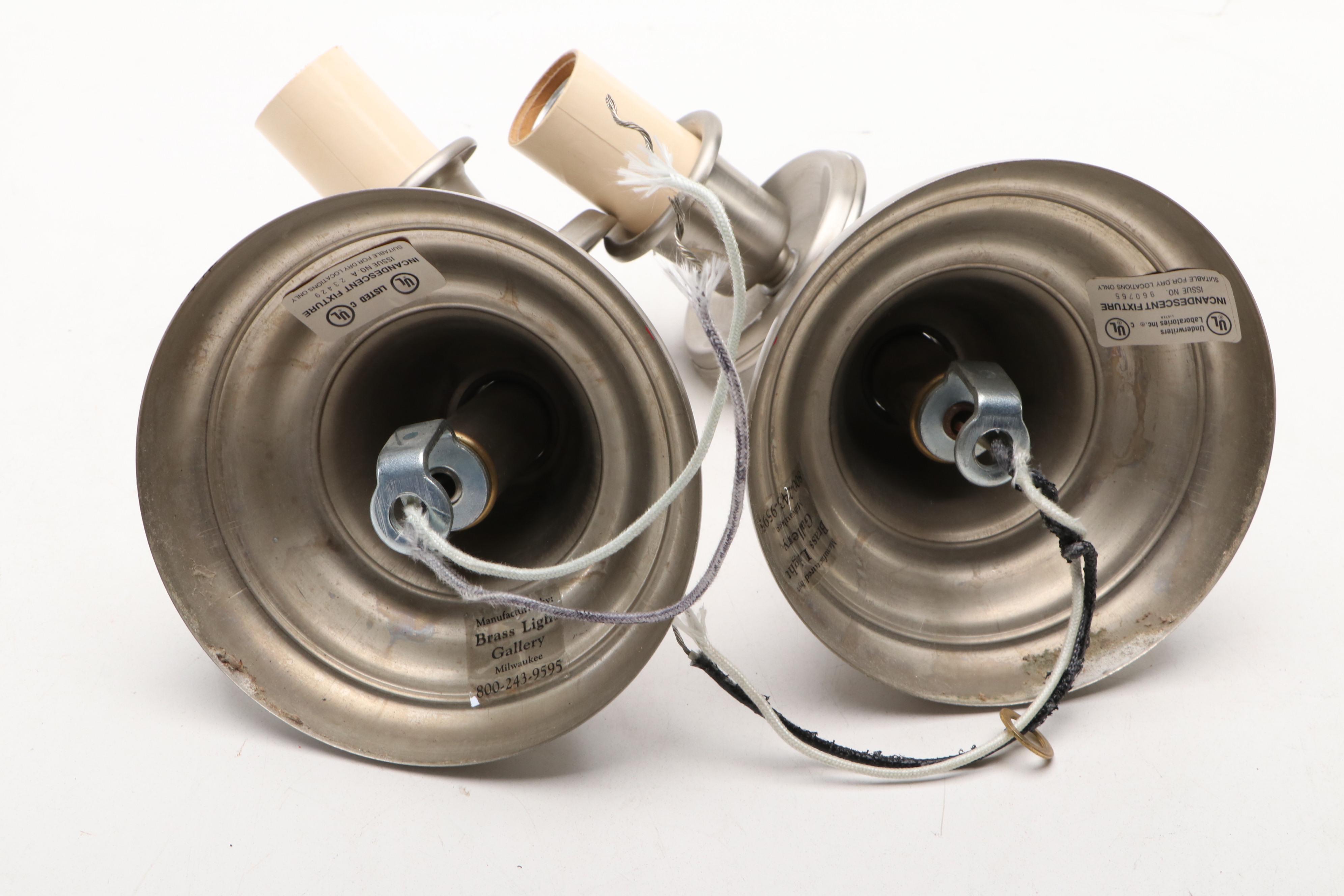 Brass Light Gallery Nickel w/ Brass Finish Wall Sconce Pairs, and Clip-on Shades