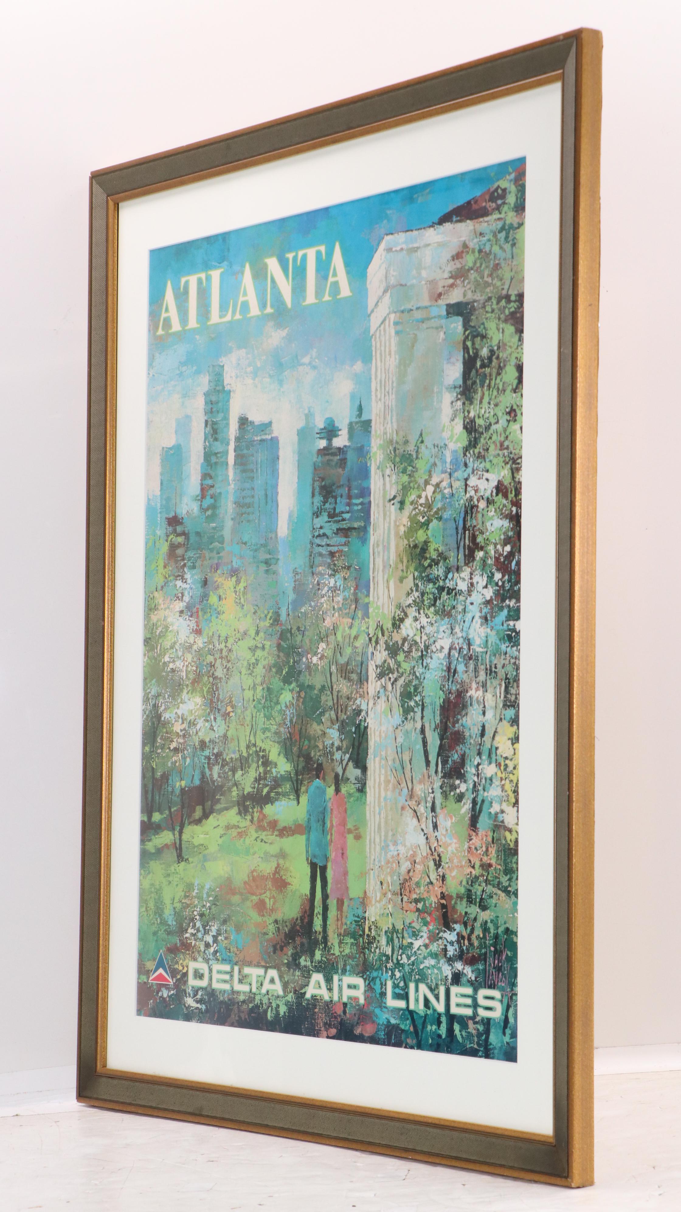 Delta Air Lines Offset Lithograph Poster for Atlanta After Jack Laycox