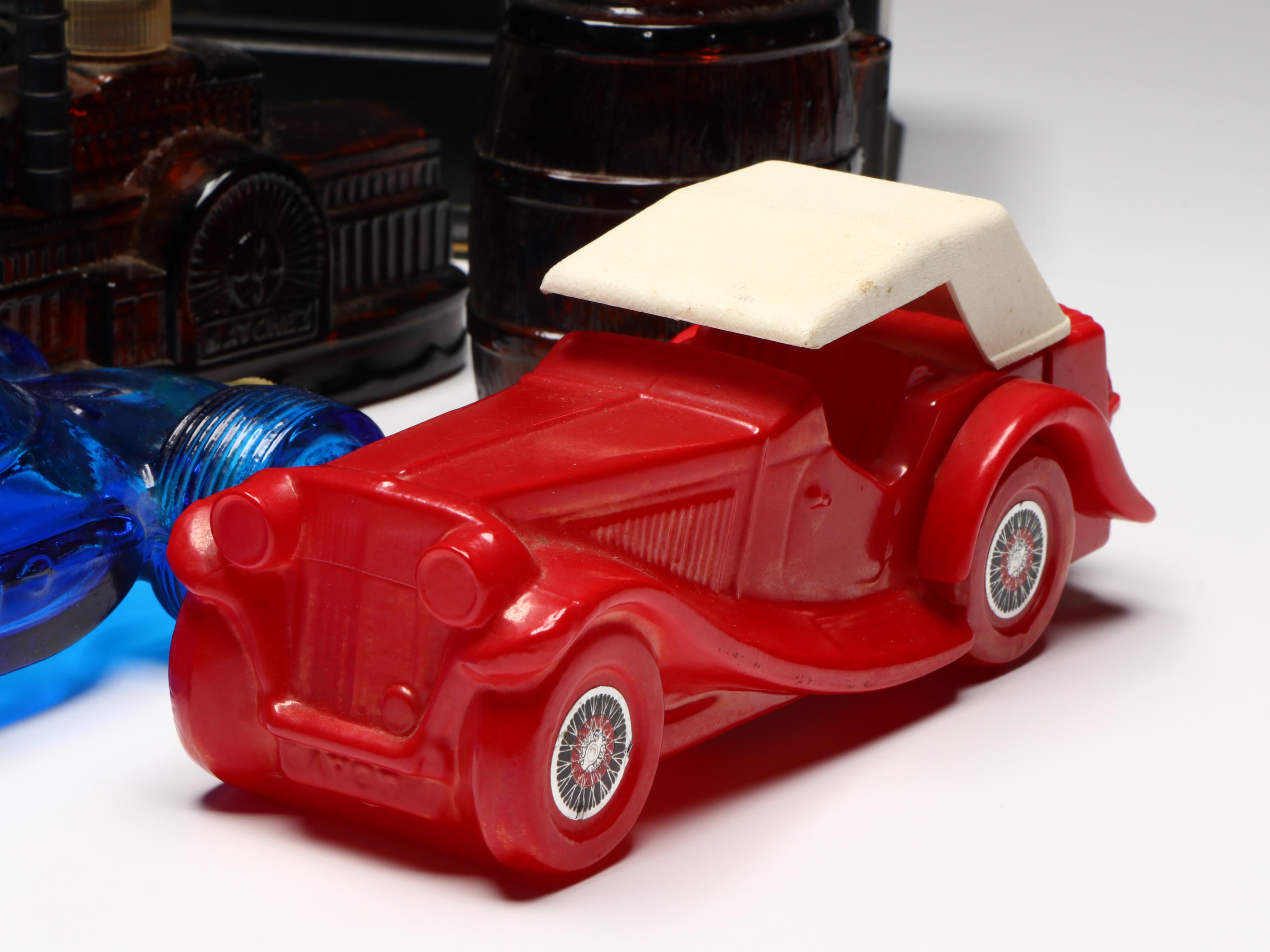 Avon Novelty Glass After Shave Bottles with World Map Wood Box