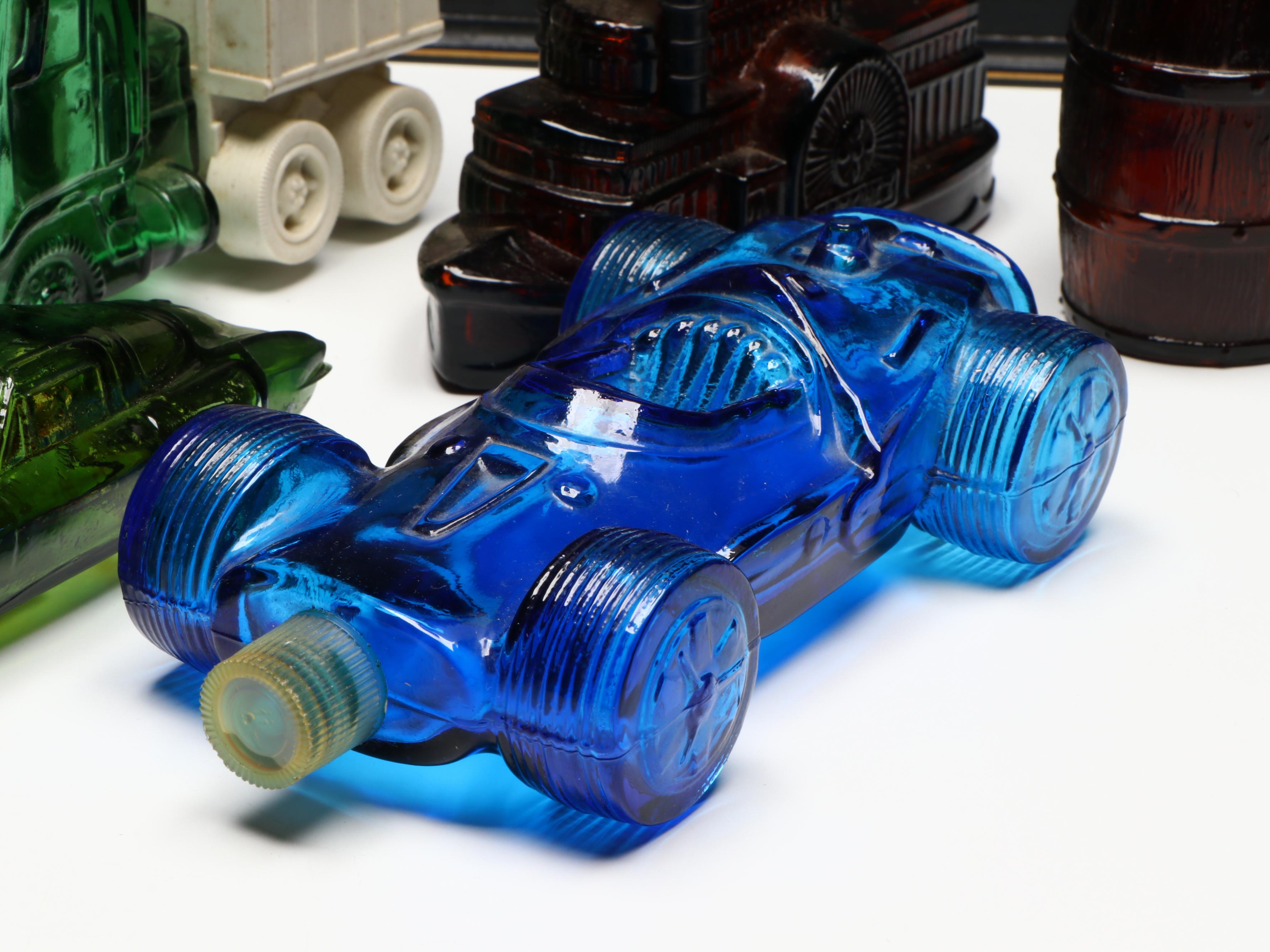 Avon Novelty Glass After Shave Bottles with World Map Wood Box