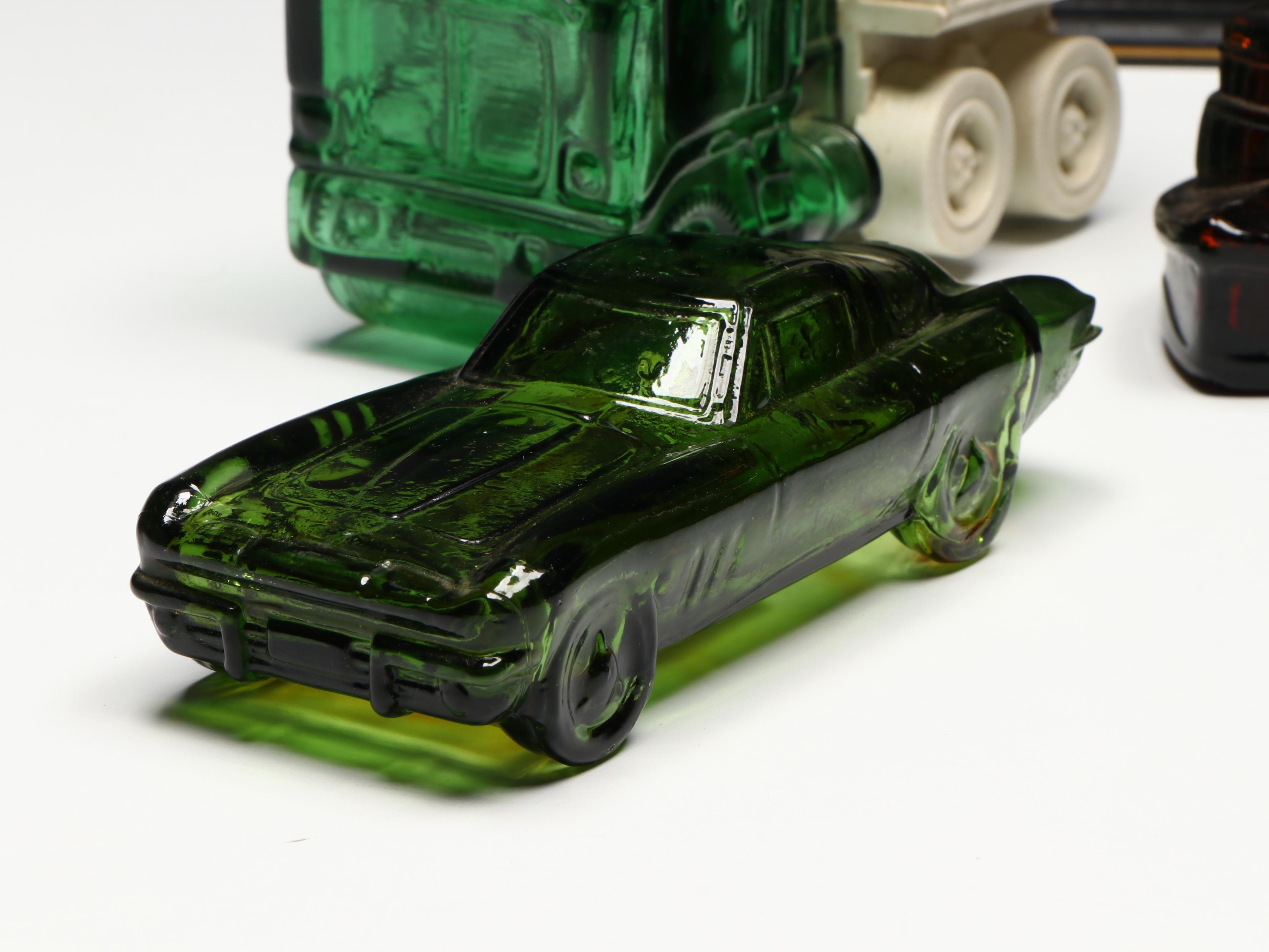 Avon Novelty Glass After Shave Bottles with World Map Wood Box