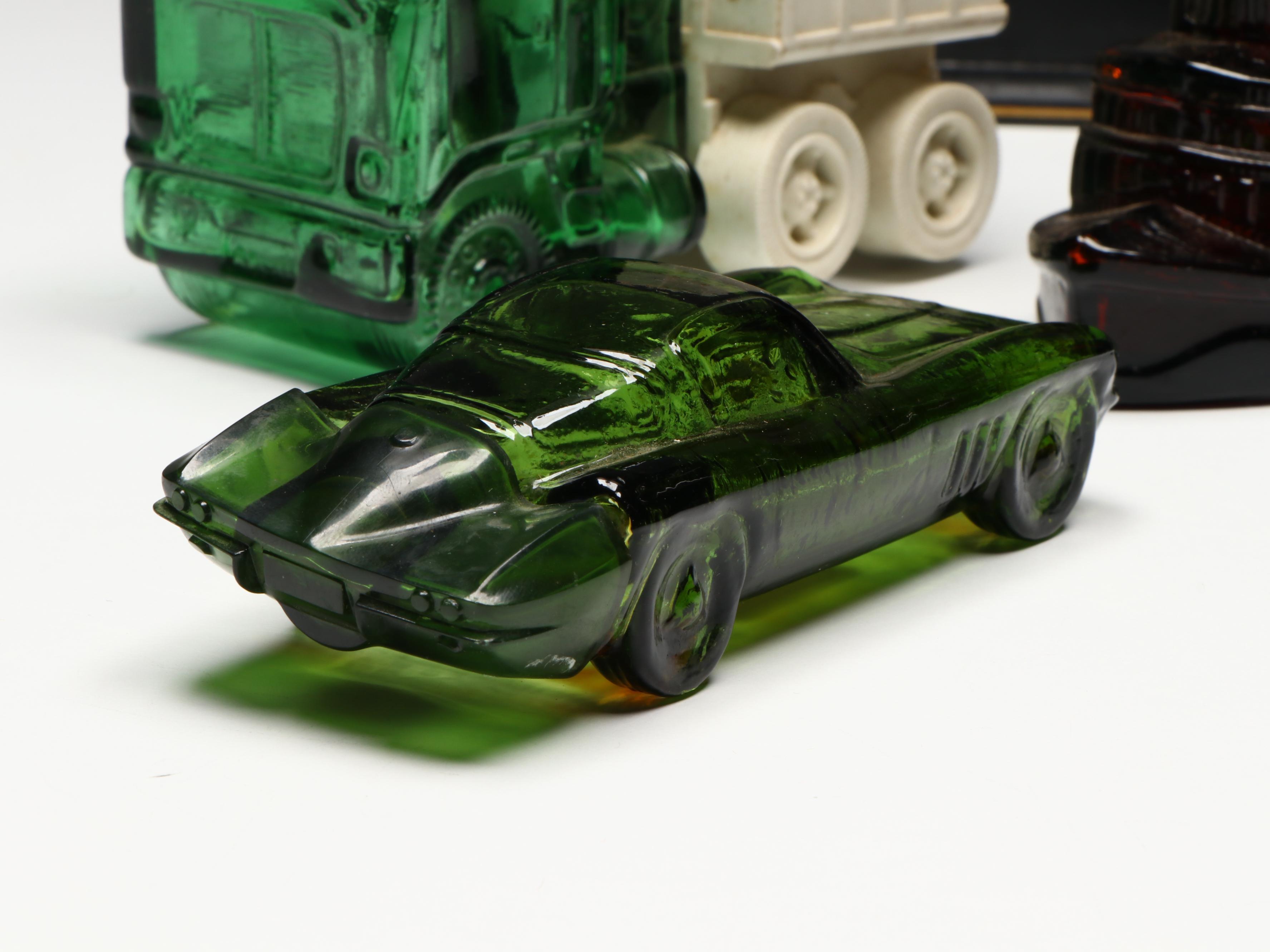 Avon Novelty Glass After Shave Bottles with World Map Wood Box