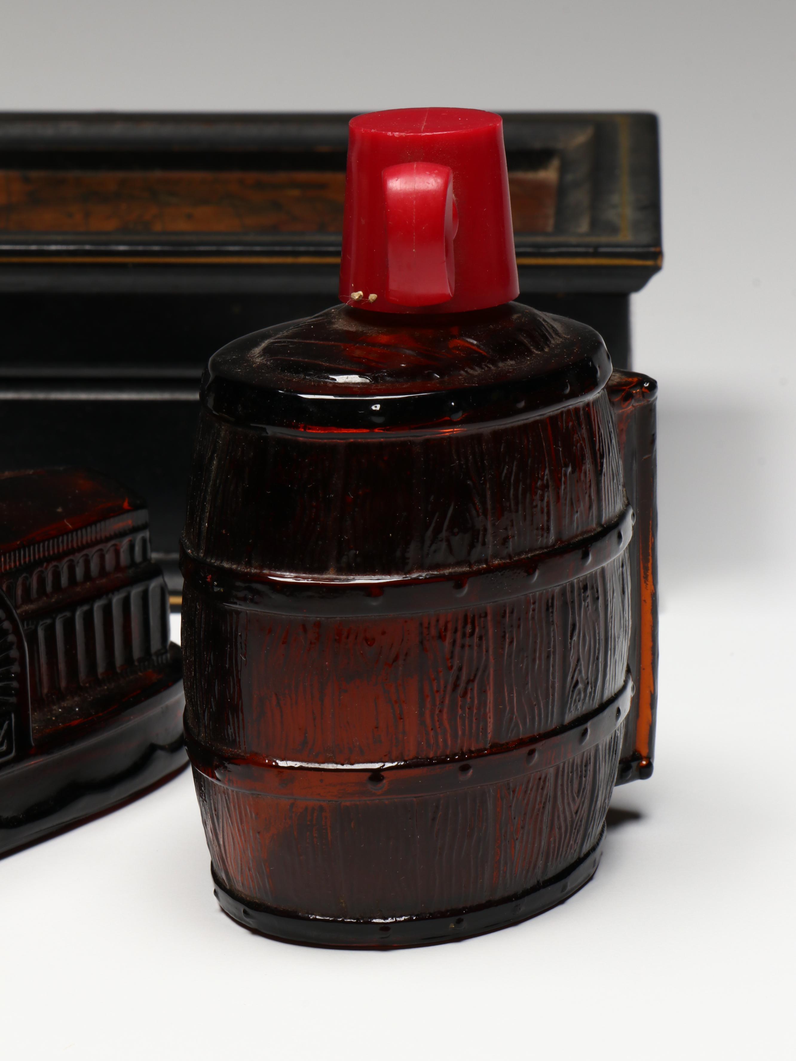 Avon Novelty Glass After Shave Bottles with World Map Wood Box