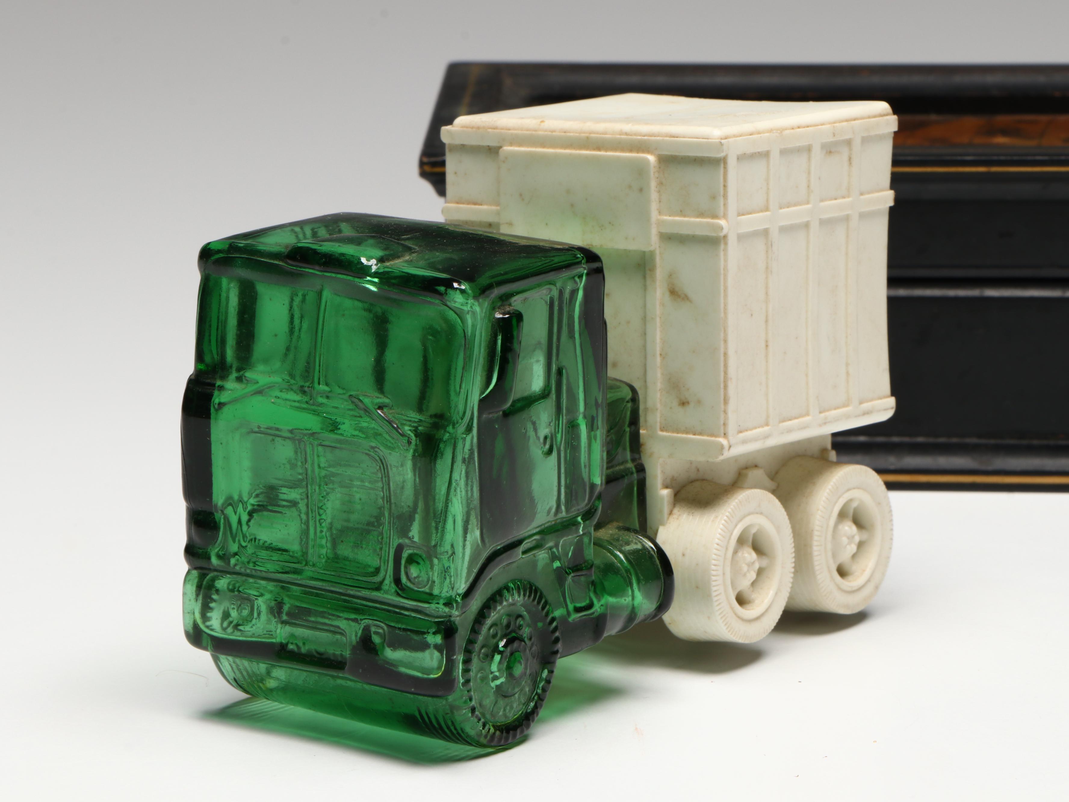 Avon Novelty Glass After Shave Bottles with World Map Wood Box