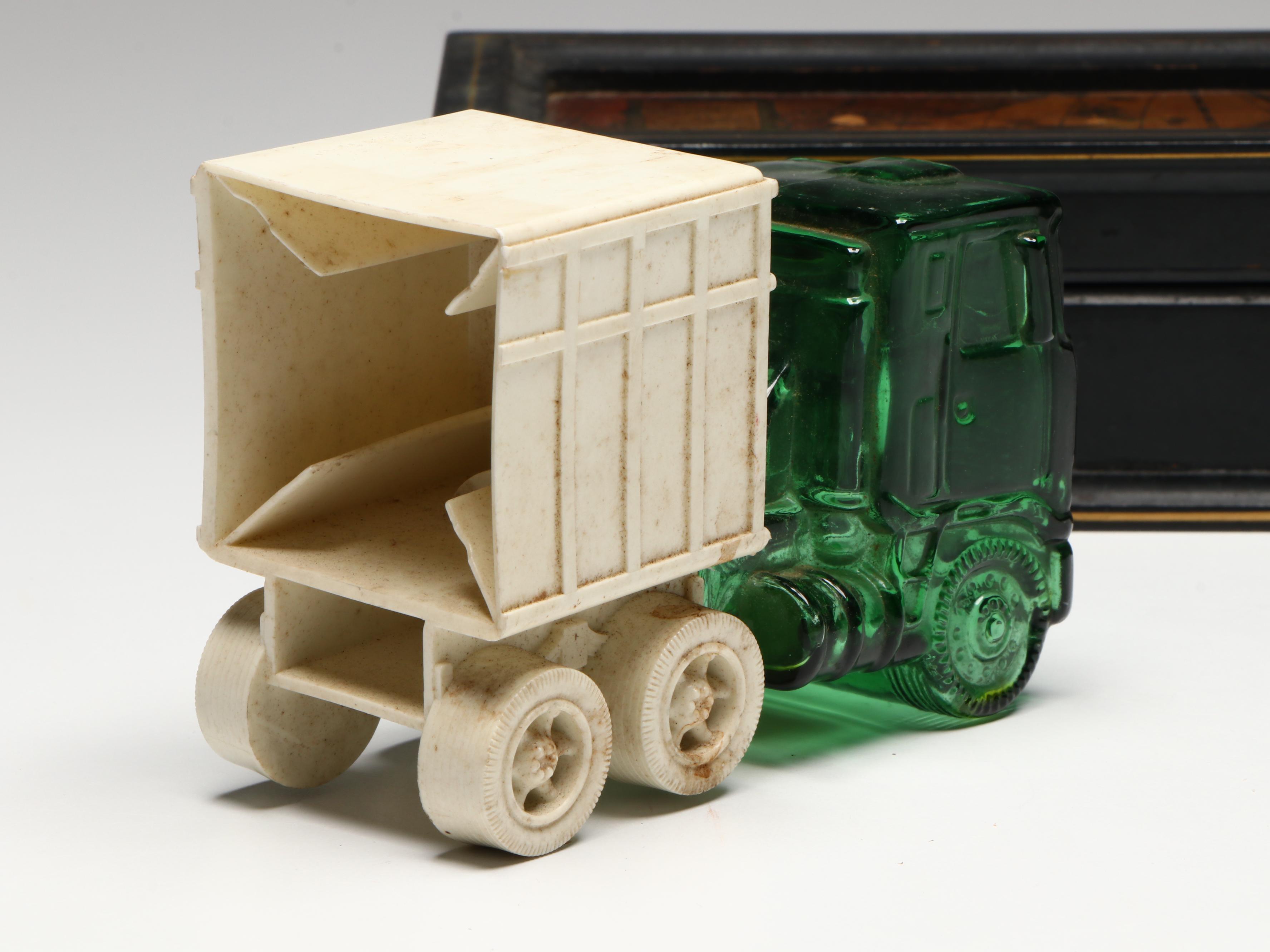 Avon Novelty Glass After Shave Bottles with World Map Wood Box