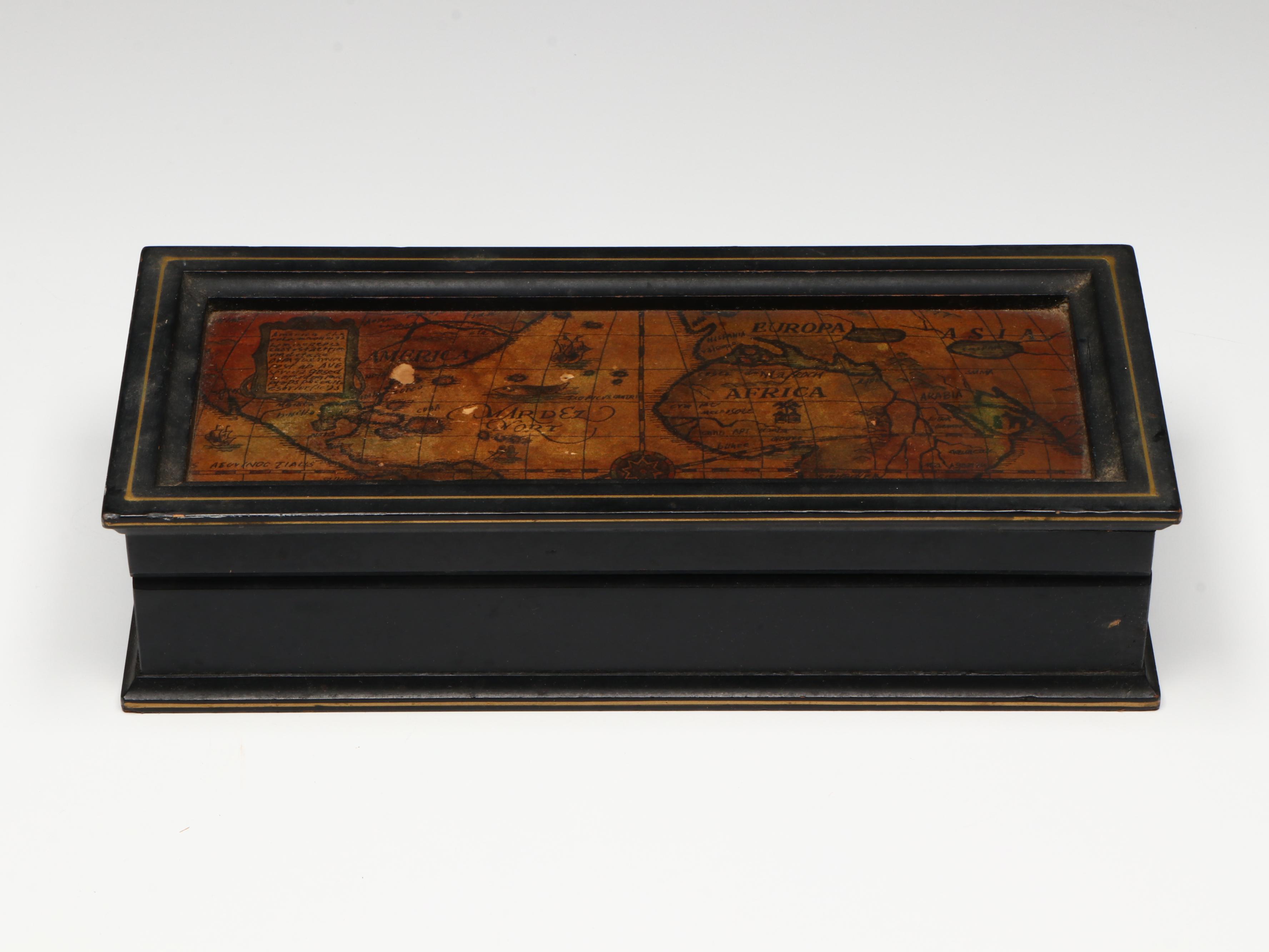 Avon Novelty Glass After Shave Bottles with World Map Wood Box