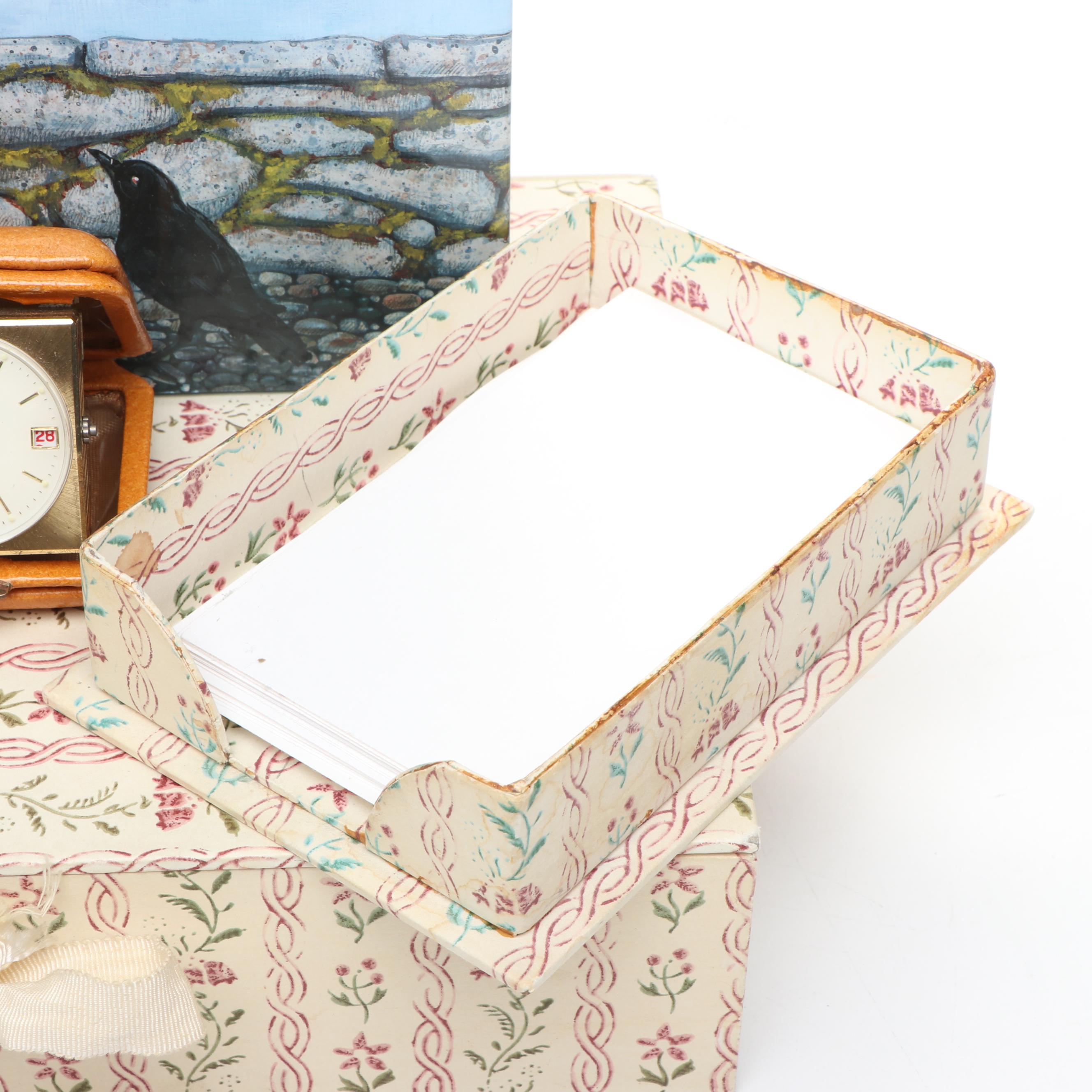 Vintage Travel Alarm Clocks with Grateful Dead Book and Desk Set