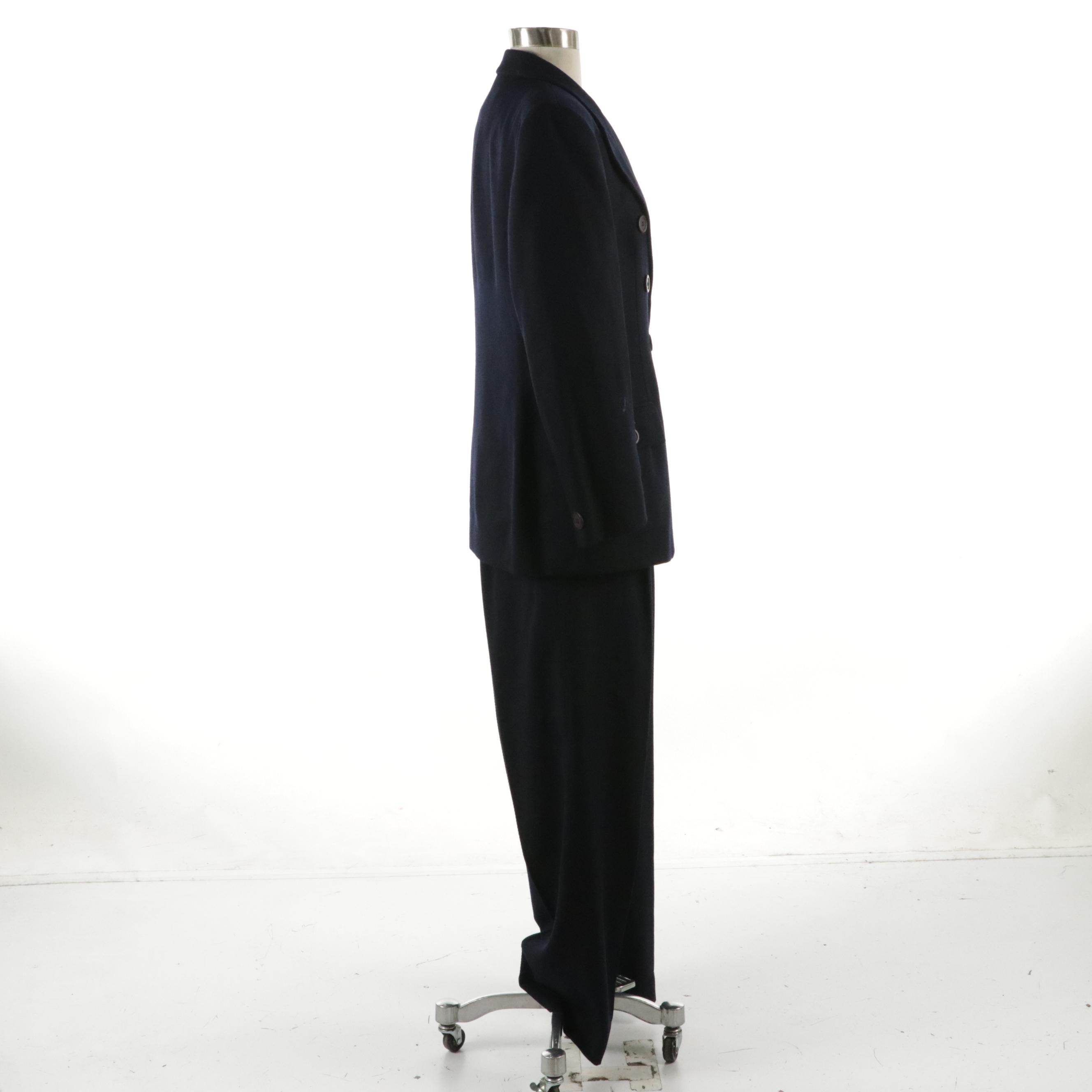 Christian Dior Navy Blue Double-Breasted Pantsuit