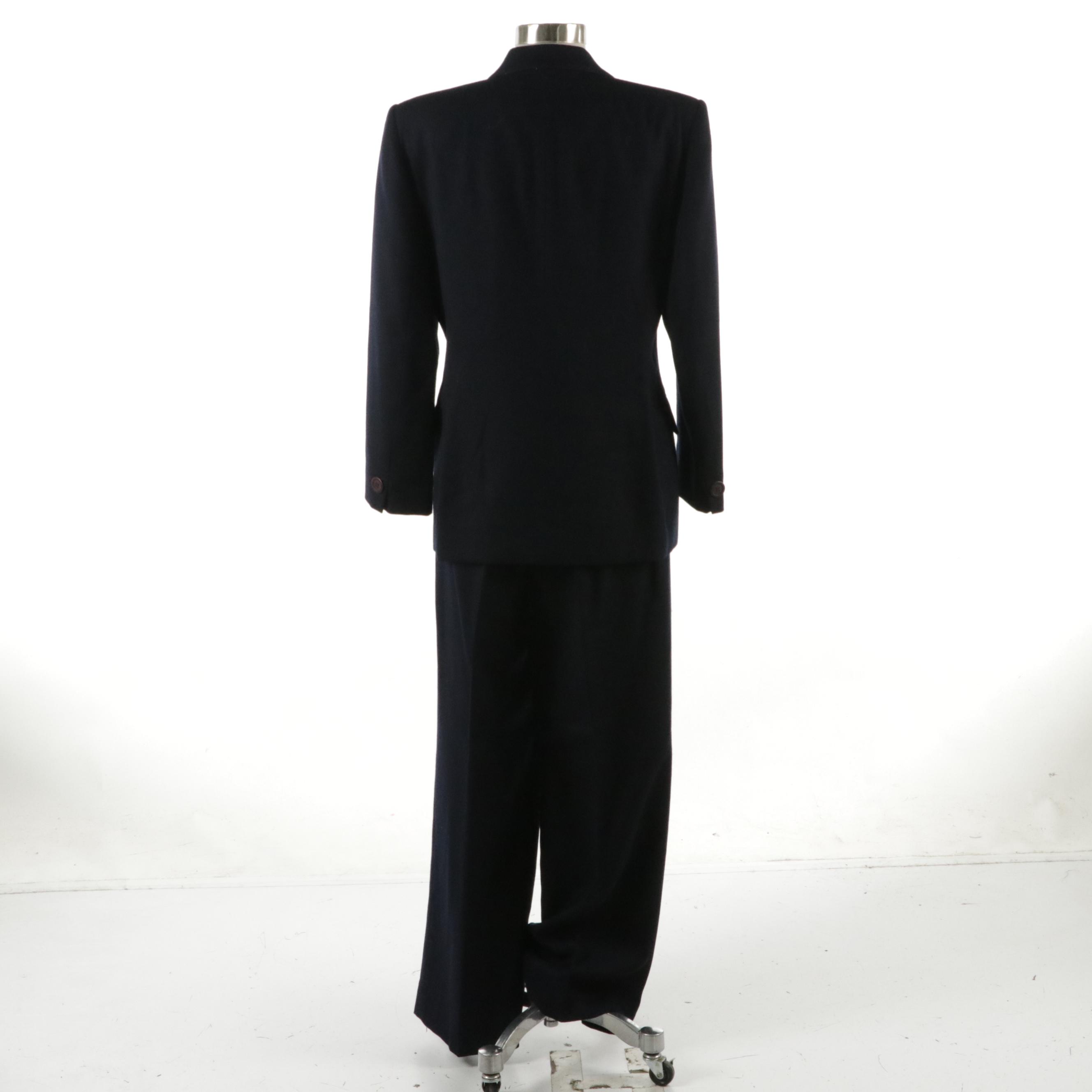Christian Dior Navy Blue Double-Breasted Pantsuit