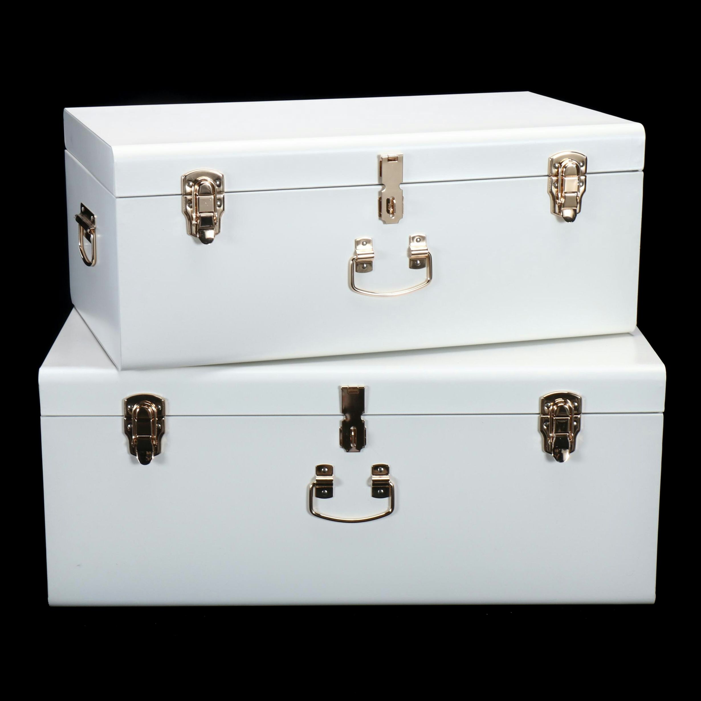 Pair of Beautify White Metal Trunks