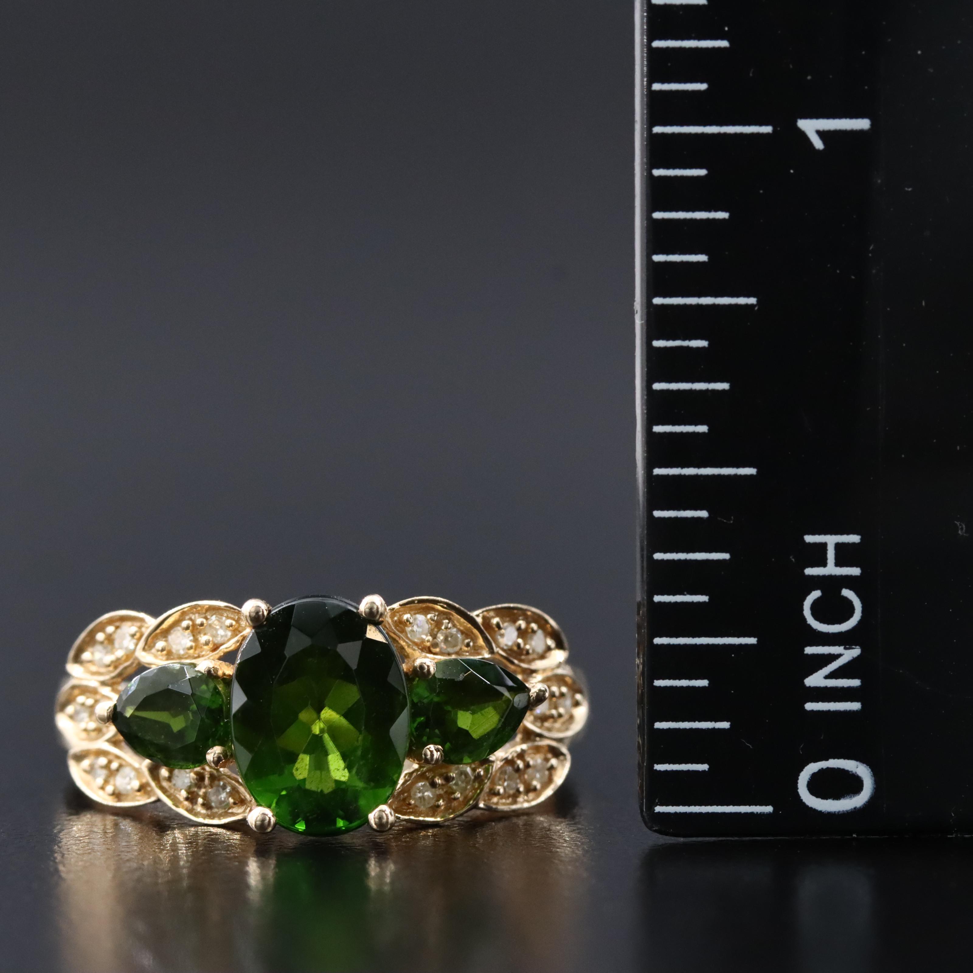 14K Diopside and Diamond Ring
