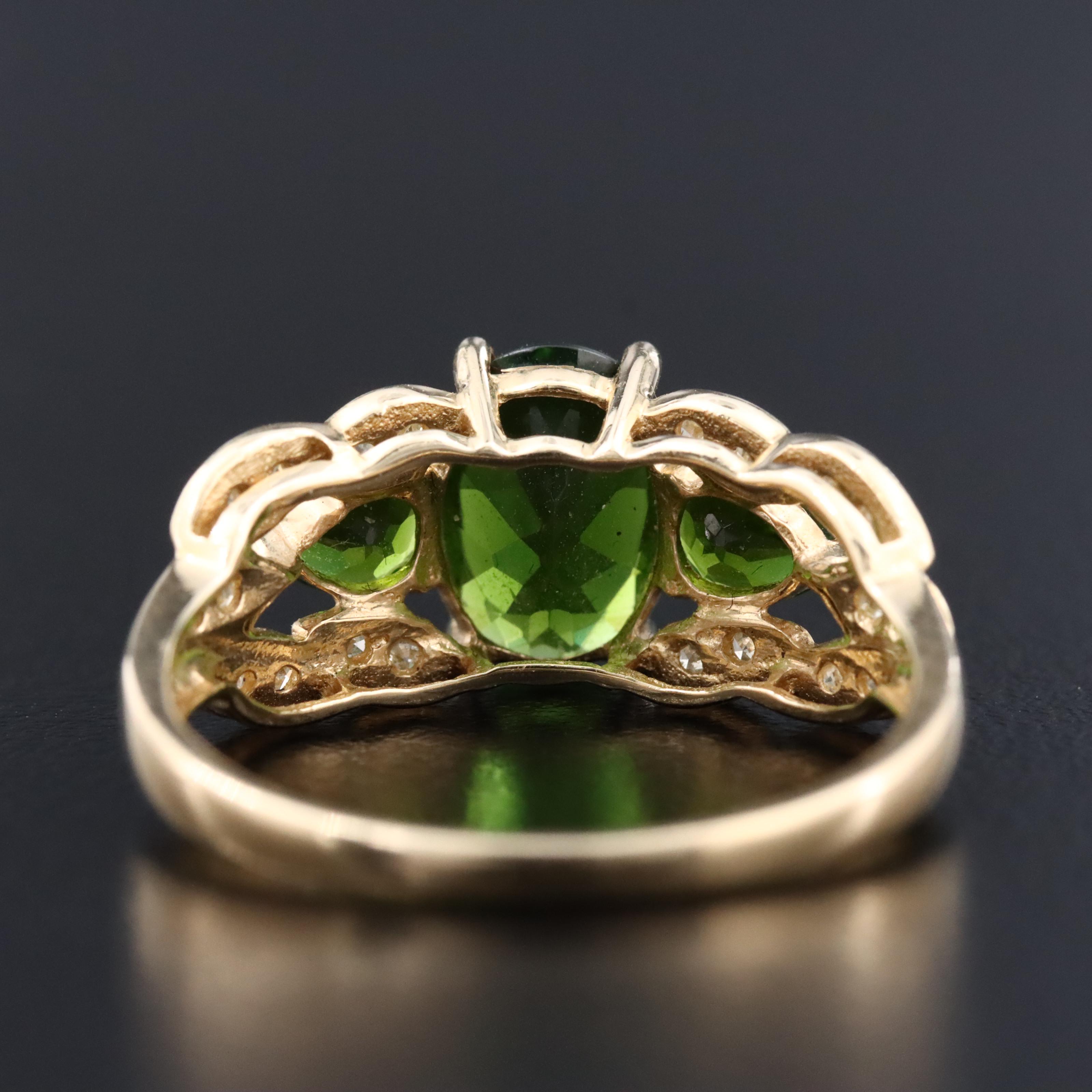 14K Diopside and Diamond Ring