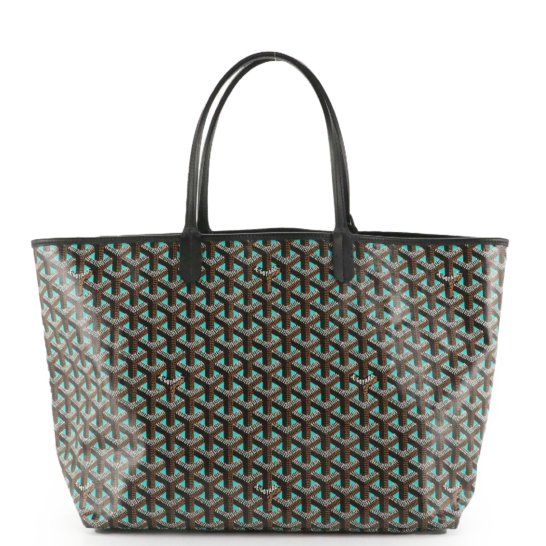 Goyard Saint Louis Claire Voie PM Tote in Black/Teal Goyardine Canvas